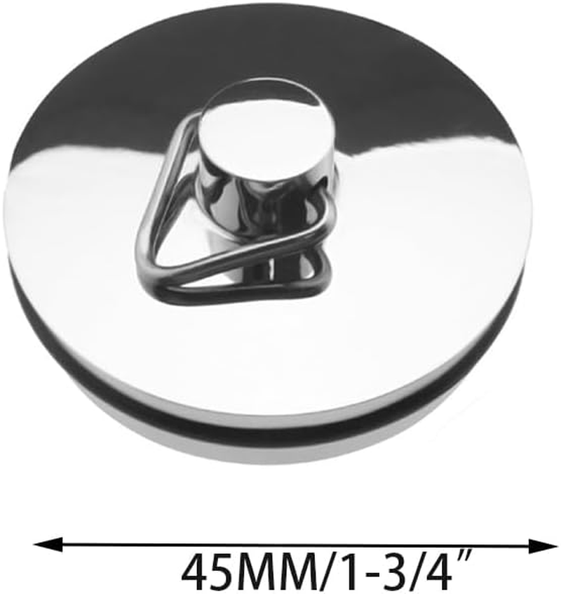 Drain Stopper, 2PCS Stainless Steel Sink Stopper Drain Plug with Pull Ring for Bathtub, Kitchen, Bathroom and Laundry Sink, 45Mm