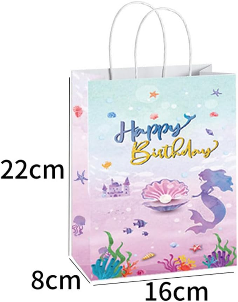 Dnvkict 24 Pack Mermaid Goodie Bags with Handles Candy Bags Mermaid Theme Party Bags Party Favor Treat Bags for Decorations (Sea World) image number 6