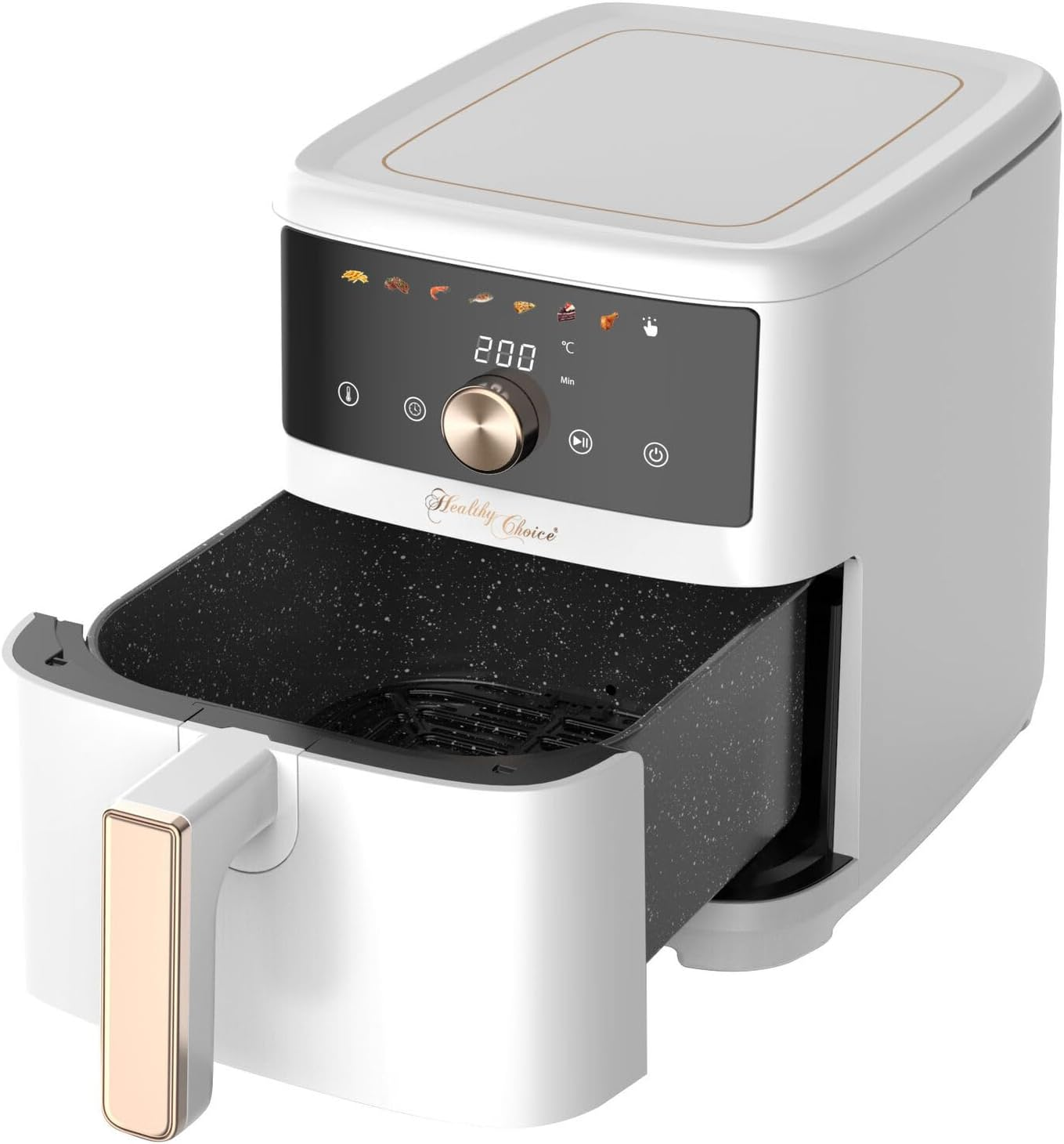 Healthy Choice 7L Digital Air Fryer with Intuitive Touch & Knob Controls, Platinum Stone Non-Stick Coating, Pizza & Baking Pan Accessories, 7 Preset Programs, 80&ndash;200&deg;C Range