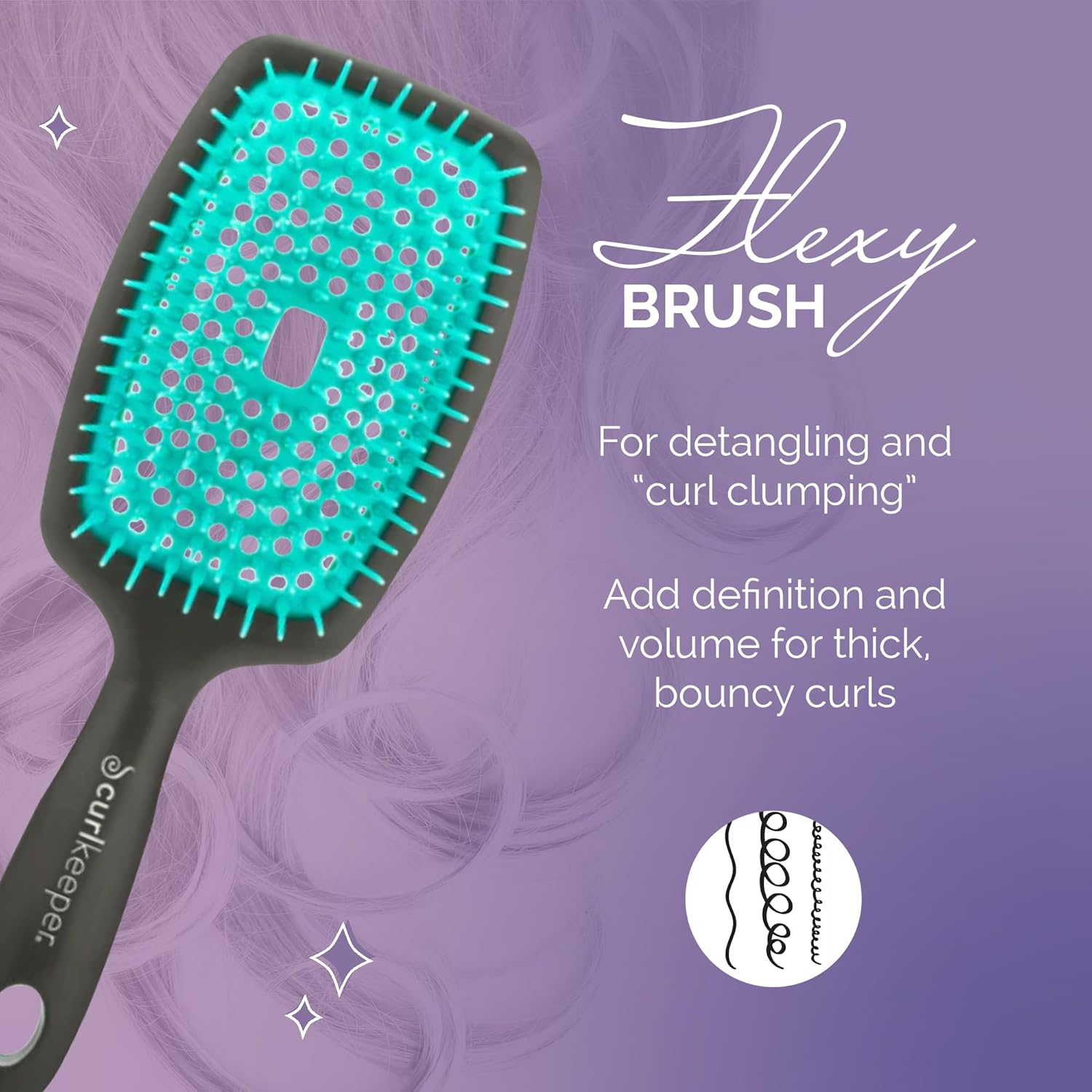 (Turquoise) - CURLY HAIR SOLUTIONS - FLEXY BRUSH (Turquoise) image number 3