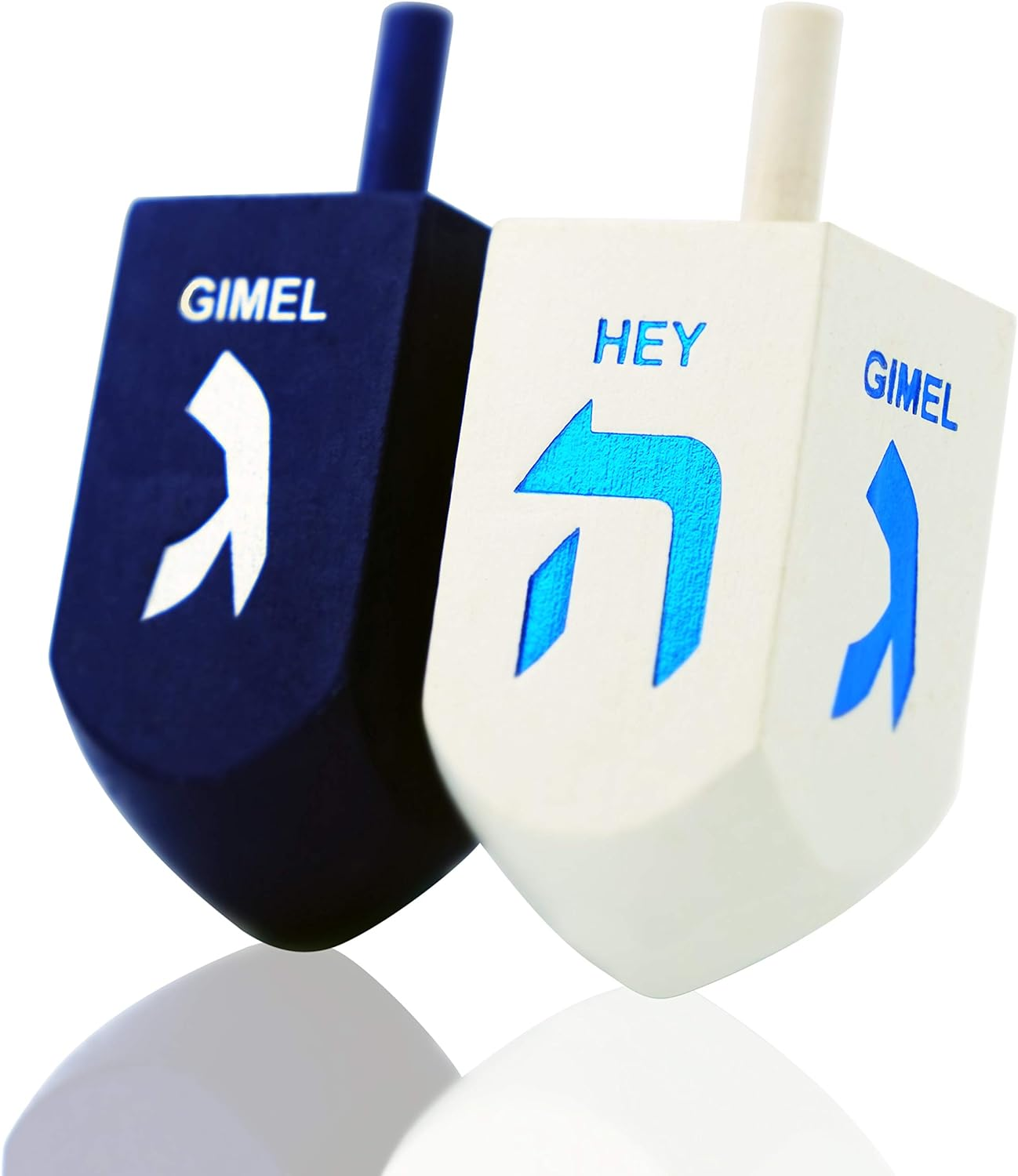 Let'S Play Dreidel the Hanukkah Game 2 Extra Large Blue & White Wood Dreidels - Instructions Included! - D10 image number 2