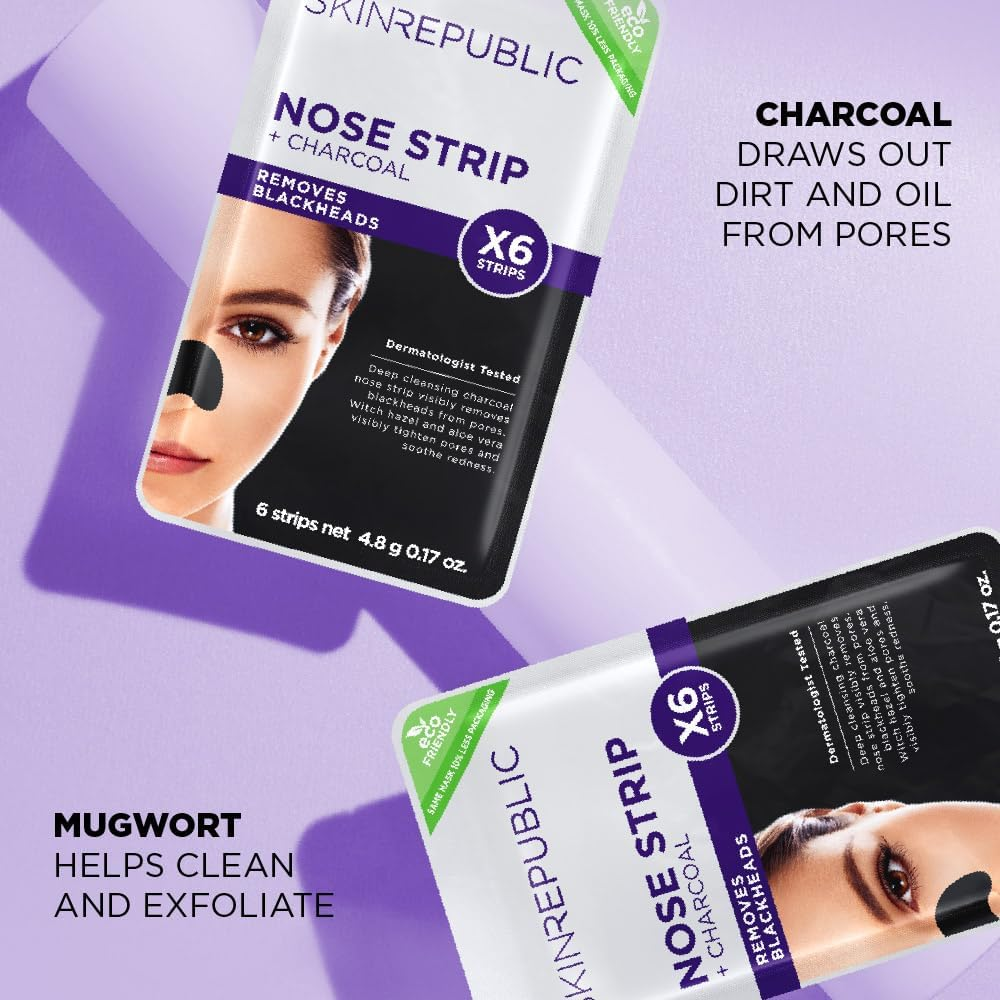 Skin Republic Charcoal Nose Strip Removes Blackheads Instantly | Made in Korea |24 Pimple Patches| 10 Pack image number 2