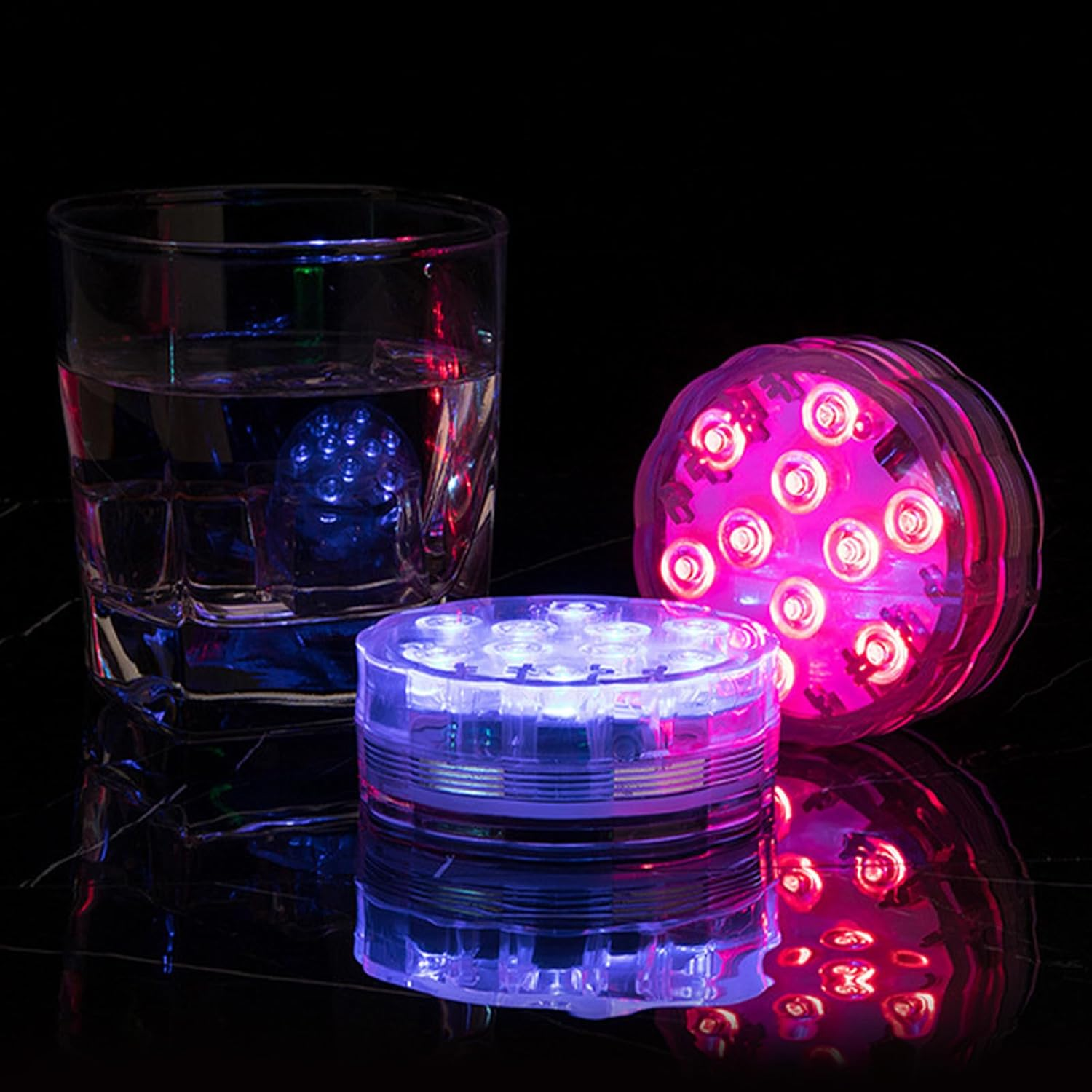 Lyvixora Pool Light, Hot Tub Lights, Submersible LED Lights Remote Control Battery Powered, RGB Multi Color Changing Waterproof Light for Vase Base, Spa, Aquarium, Pond, Hot Tub, Decoration, Party image number 5