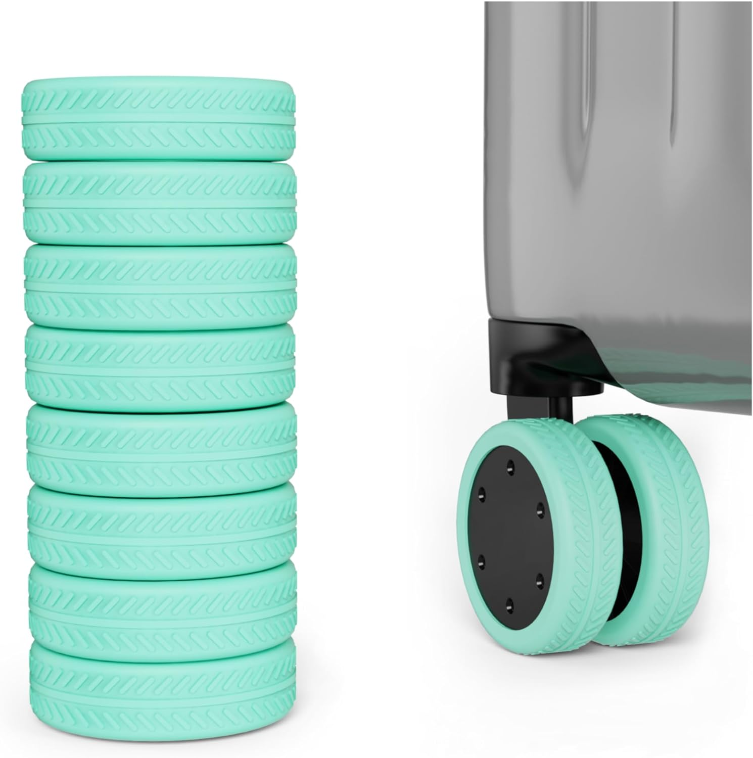 AWINNER 8 Pack Luggage Wheels Covers - Silicone Luggage Wheel Protector Covers for Most 8 Spinner Wheel Suitcases or Office Chair Caster,Durable,Mute and Shock Absorption, Grey, One Size, 8 Pack