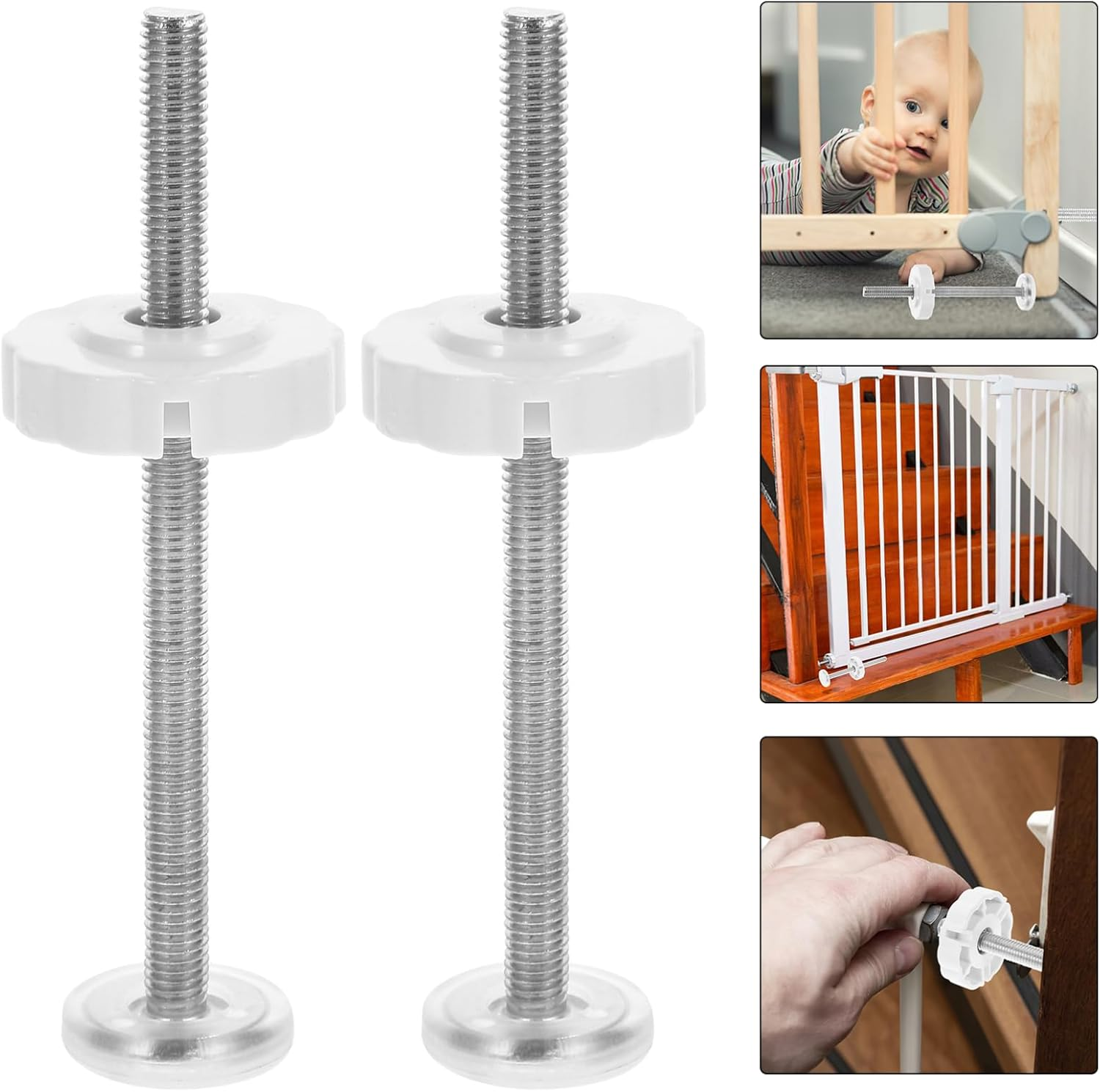 HEMOTON 4 Pack Pressure Gate Threaded Spindle Rod, M8 Baby Gates Accessory Screw Bolts Kit Fit for All Pressure Mounted Gates (125Mm) image number 3