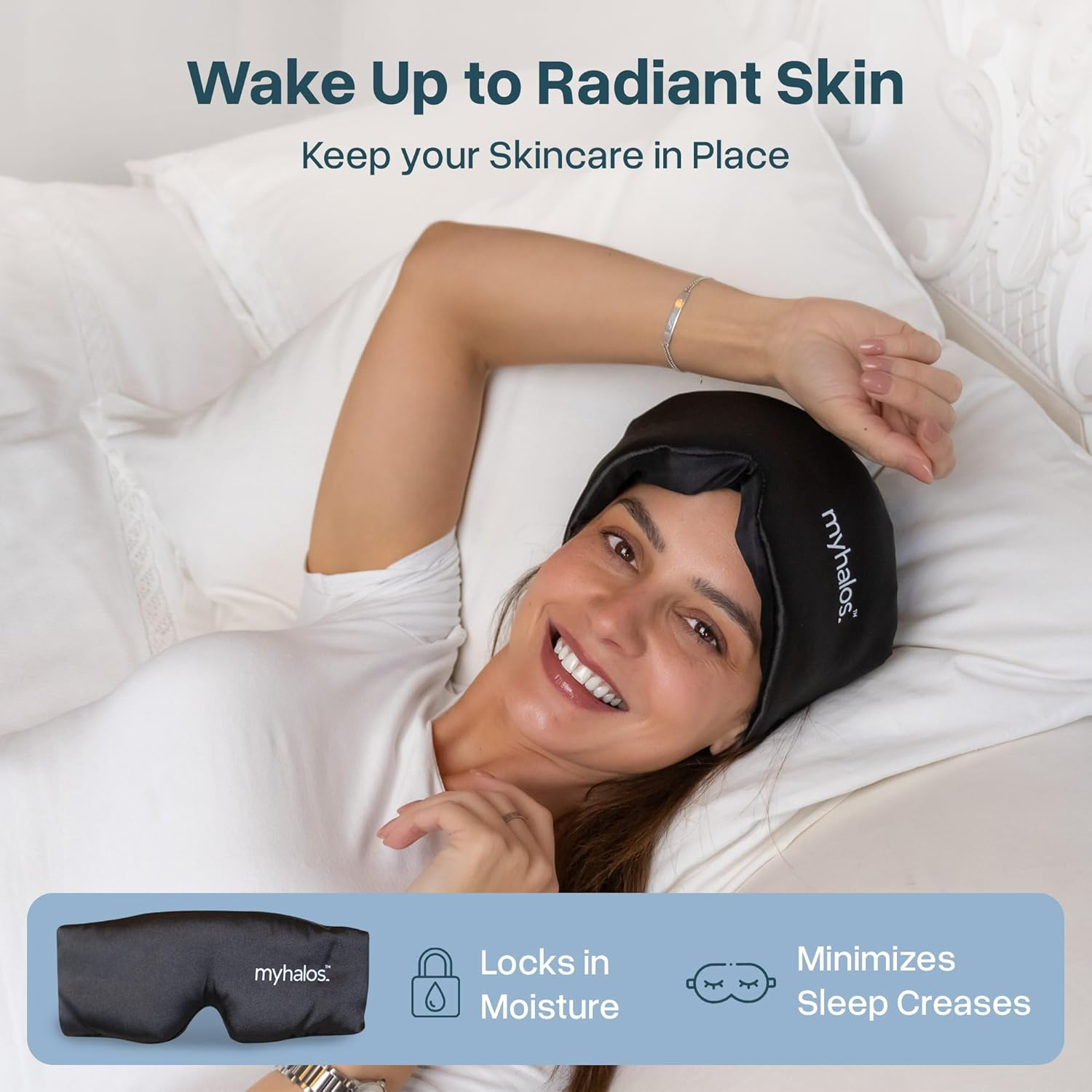 Myhalos&reg; 3D Mulberry Silk Sleep Mask with Eye Cups - Blackout Sleep Mask for Men & Women - Eye Masks for Sleep Anywhere image number 5