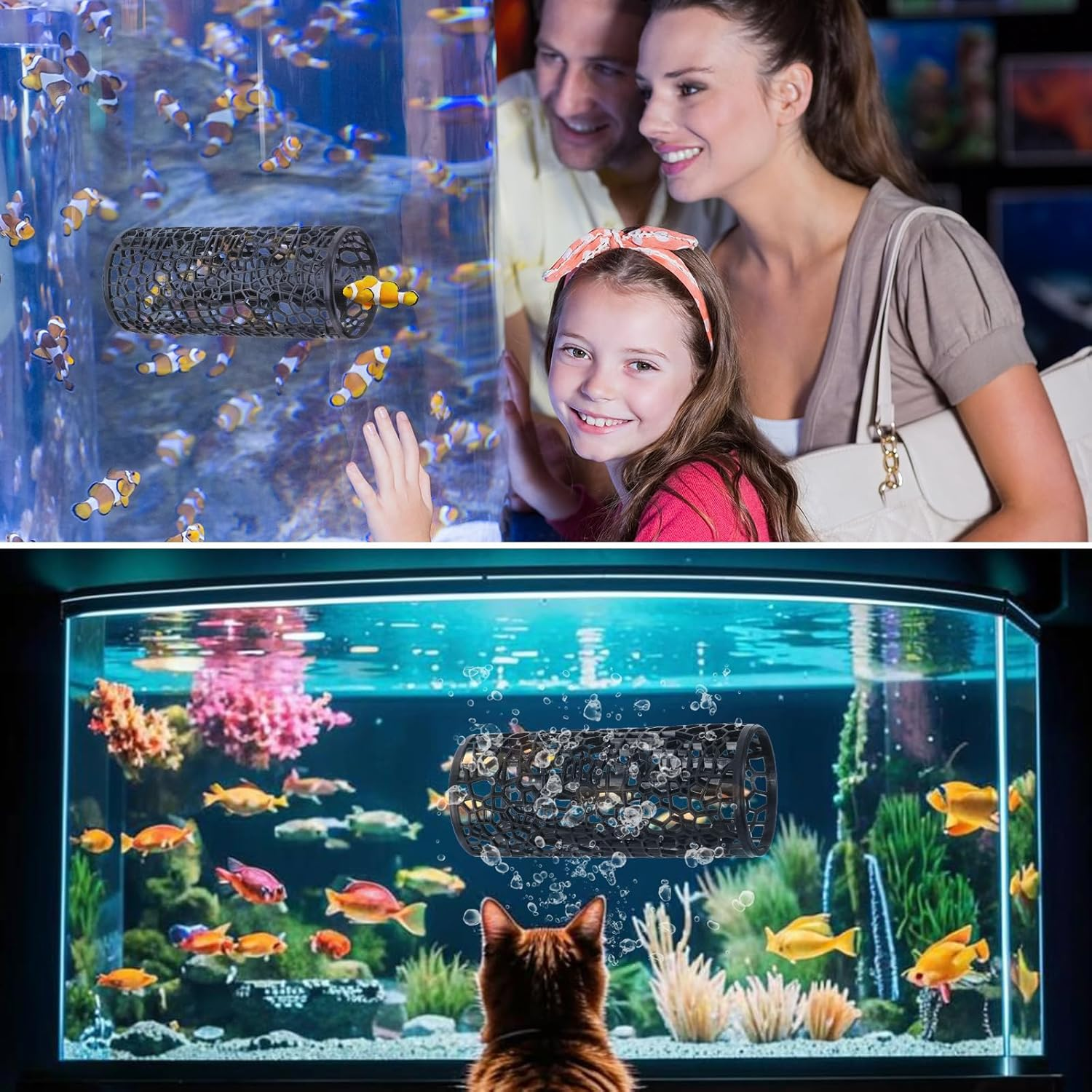 Betta Fish Toys, Black Betta Fish Hammock and Betta Tunnel, Safe Aquarium Decor for Small Fish & Shrimp, Betta Tank Accessories with Suction Cups, Perfect Hideout and Play Area for Betta Fish - Green image number 2