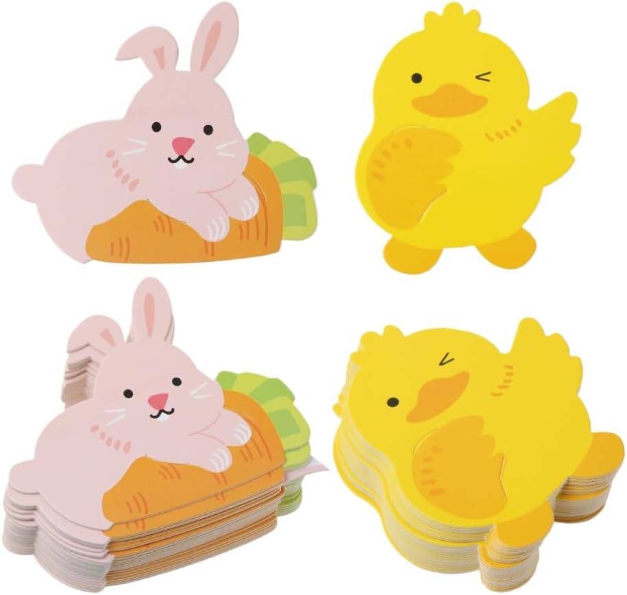 Ximimark 1Set/100Pc Cute Little Yellow Duck +Bunny Party Lollipop Decoration Card Christmas Decoration Supplies Easter Gift image number 2
