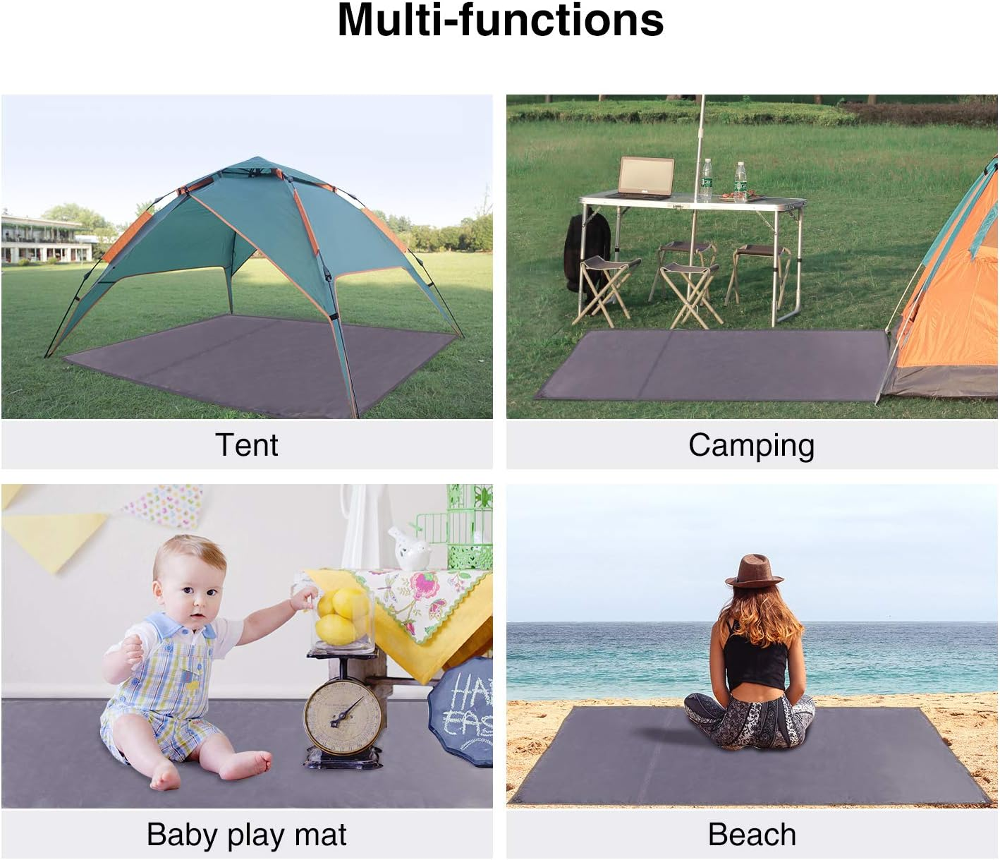 REDCAMP Waterproof Camping Tarp - 36"X83"/55"X83"/71"X83"/82"X82"/95"X83", 4 In1 Multifunctional Tent Footprint for Camping, Hiking and Survival Gear, Lightweight and Compact - 4Person image number 7