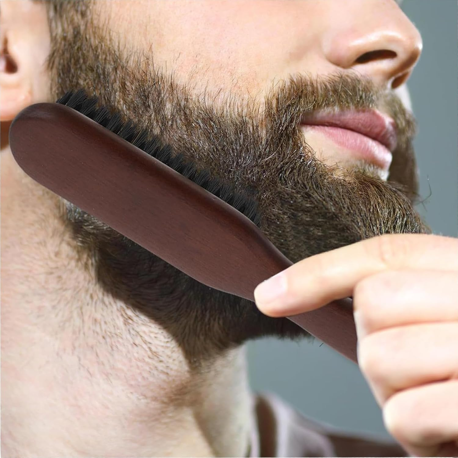 Yeanifeana 2 Pack Men'S Soft Boar Bristle Beard Brush and Hair Comb, Multi-Functional Grooming Tool for Beard Care and Hair Styling at Home or Travel image number 2