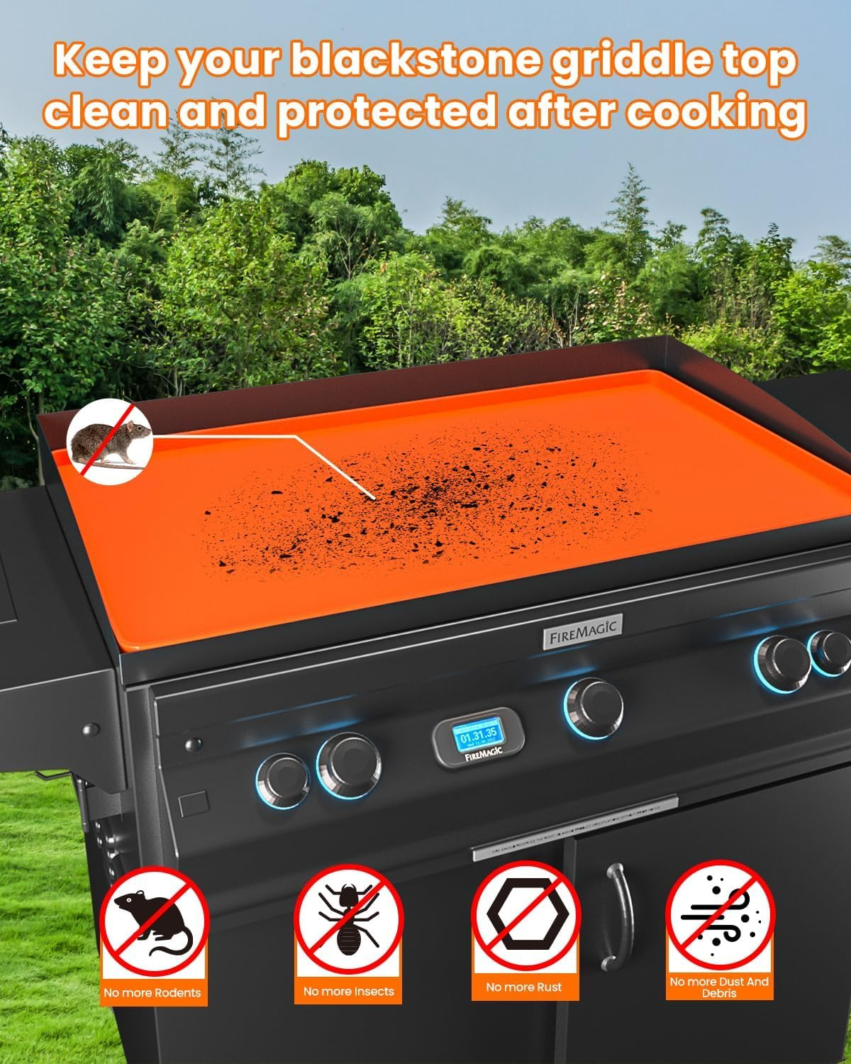 36" Silicone Griddle Mat for Blackstone - Heavy Duty Food Grade Buddy Top Protective Cover Accessories Grill BBQ Reusable for Outdoor All Season Cooking with Handle image number 1