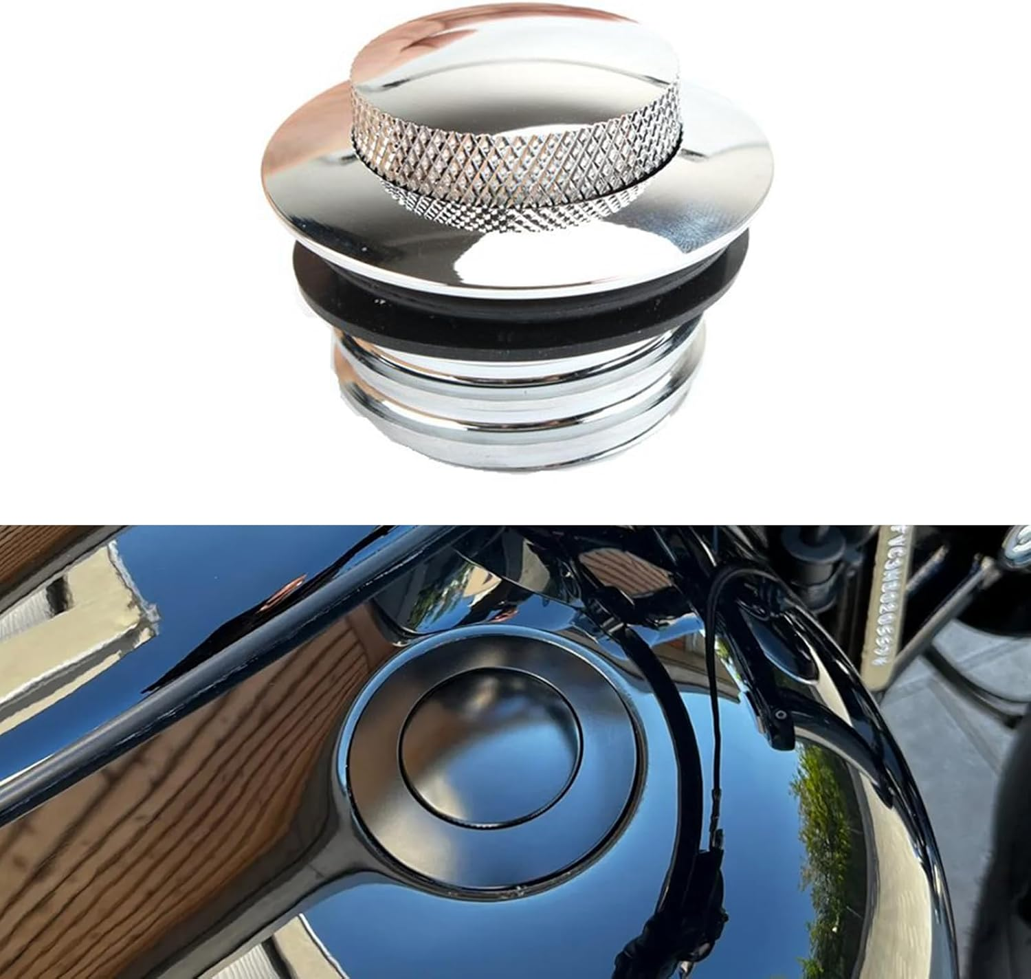 Motorcycle Fuel Oil Gas Tank Cover Press Fuel Tank Pop-Up Gas Cap for Harley Sportster 1200 883 XL 72 Dyna Super Glide CVO Black