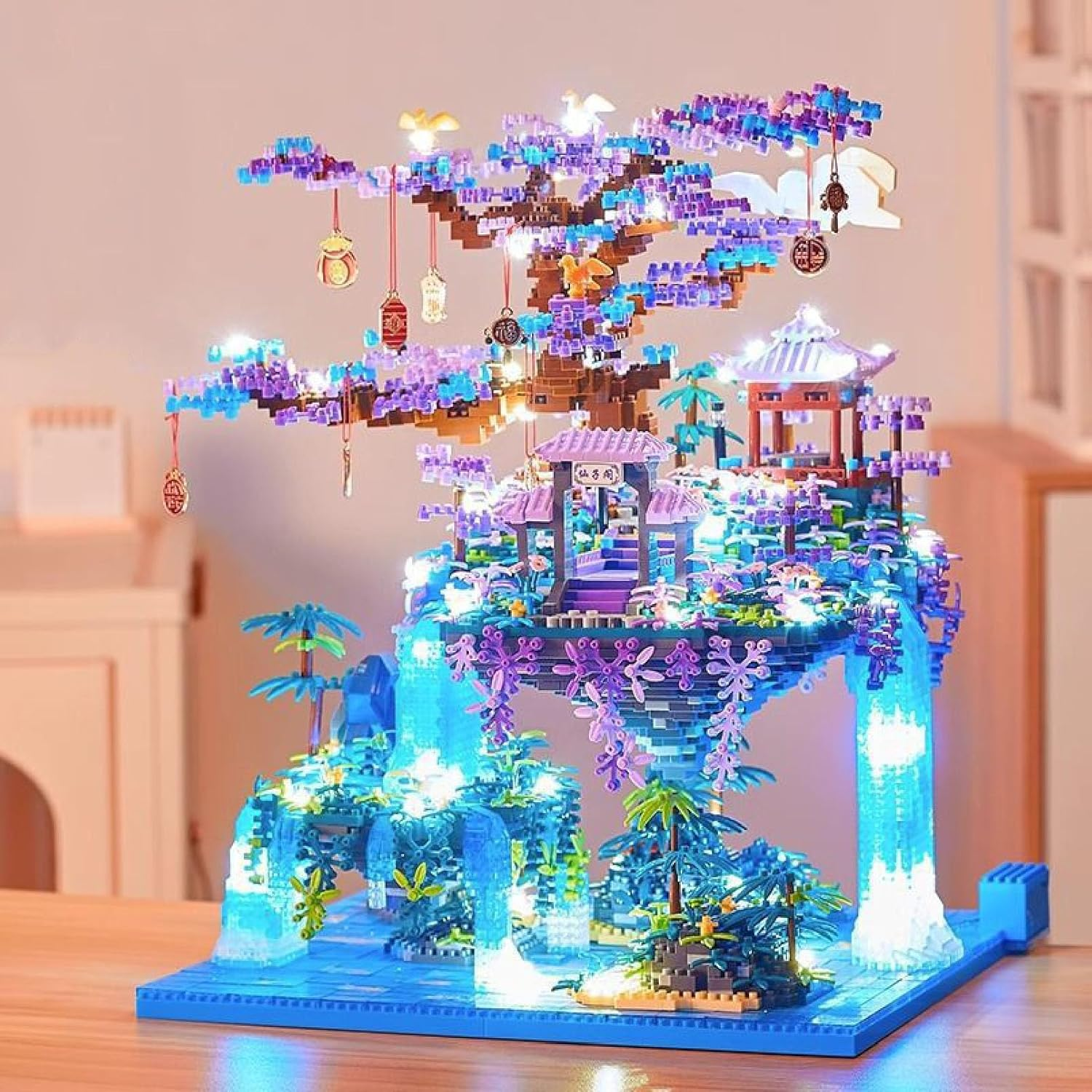Cherry Blossom Tree House Micro Blocks Model Kit with LED Lights - 2134PCS Building Set for Adults & Teens 14+, STEM Educational Modle Sets, Elegant Home Decor & Unique Gift image number 5