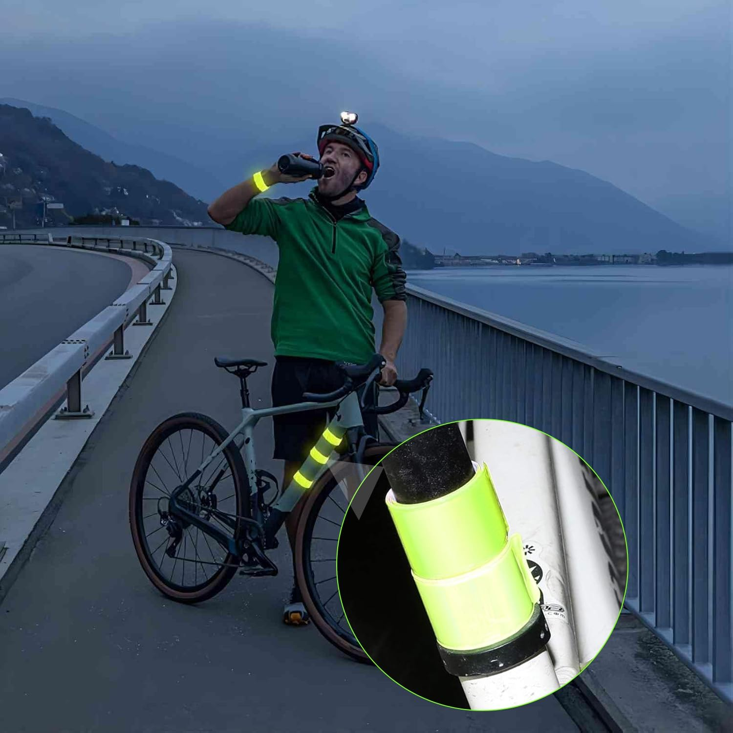 6 Pcs Reflective Bands Snap Bracelets Reflective Safety Band High Visibility Ankle Bands Enhance Safety for School Bags Keys Prams Hiking Joggers and Cyclists Fluorescent Green image number 4