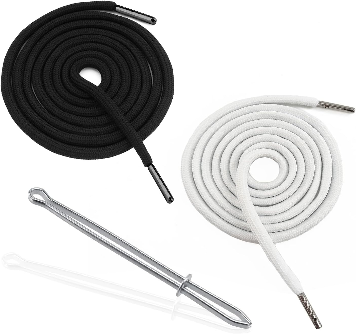 2 Pack 51 Inch Replacement Drawstrings Cotton Drawstring Cord, Suitable for Sweatpants Hoodies Shorts, with Threader Tool(Black+White) image number 2