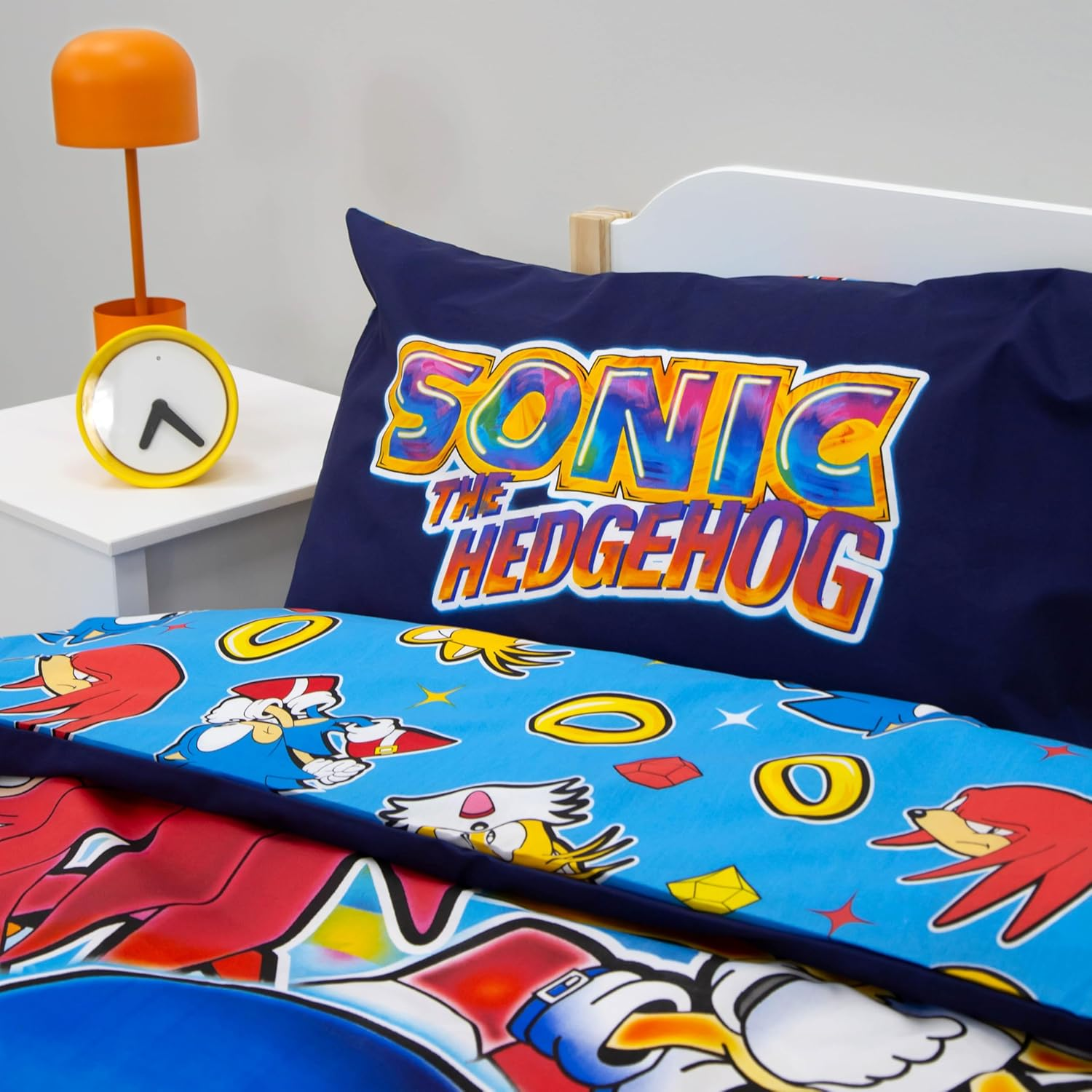 Sonic the Hedgehog Design Gaming Single Duvet Cover Set | Reversible 2 Sided Bedding with Tails and Knuckles Including Matching Pillow Case | Perfect for Kids Bedroom image number 2