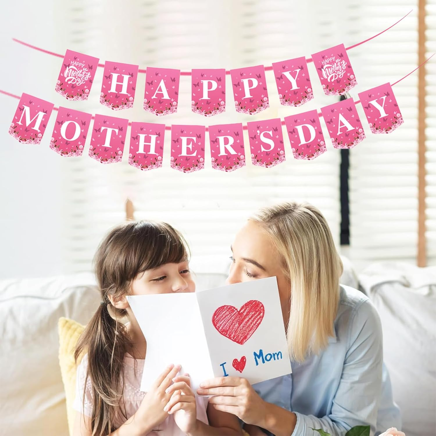 Happy Mother&rsquo;S Day Banner Happy Mom Day Colorful Decorations Home Party Supplies for Door Tree Window Hanging Decor image number 1