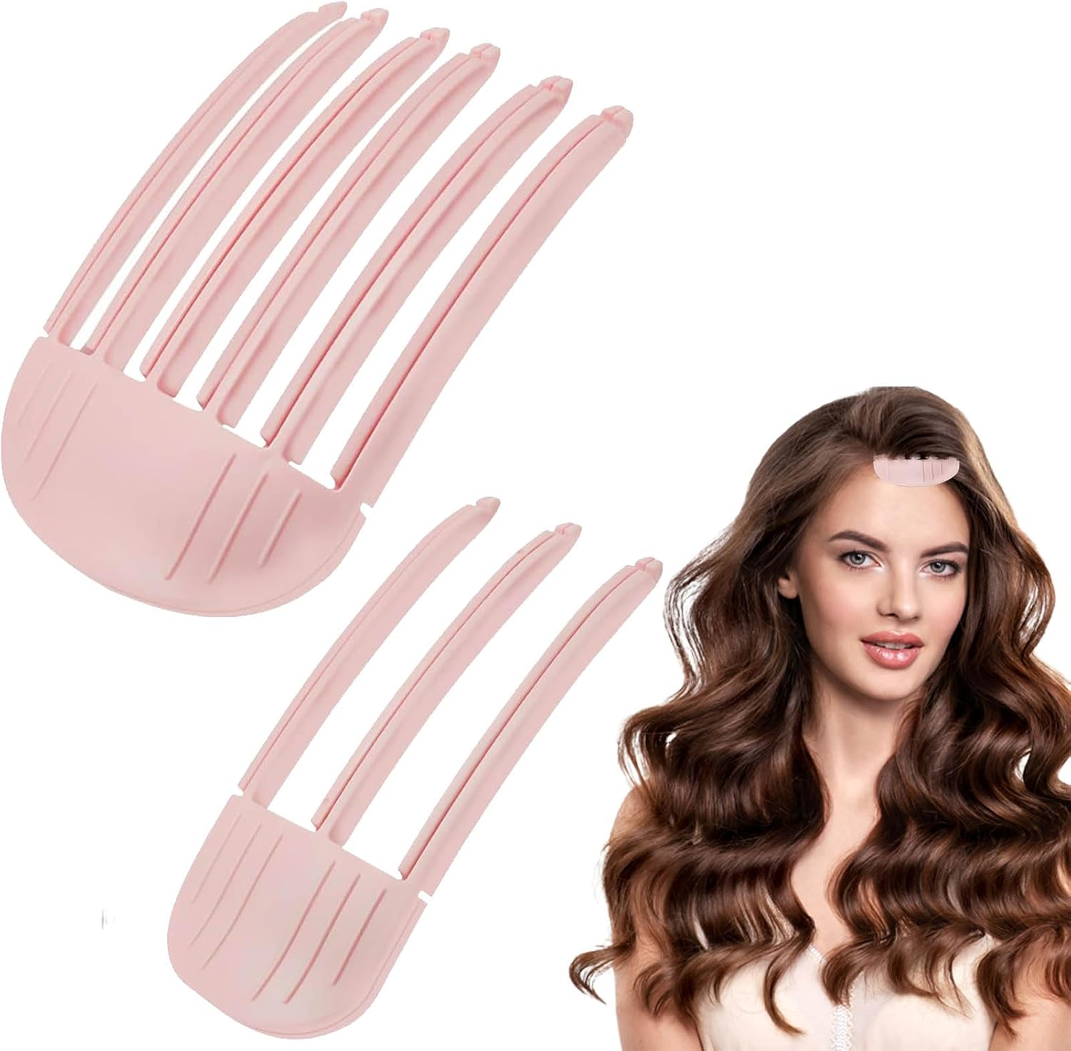 Pack of 2 Volume Clips Hair, Volume Clip for the Hairline, Wind Styling Comb, Volume Clips for Fluffy Bangs, Hair Clip Hairpin Styling Tools for Long and Short (Pink) image number 4