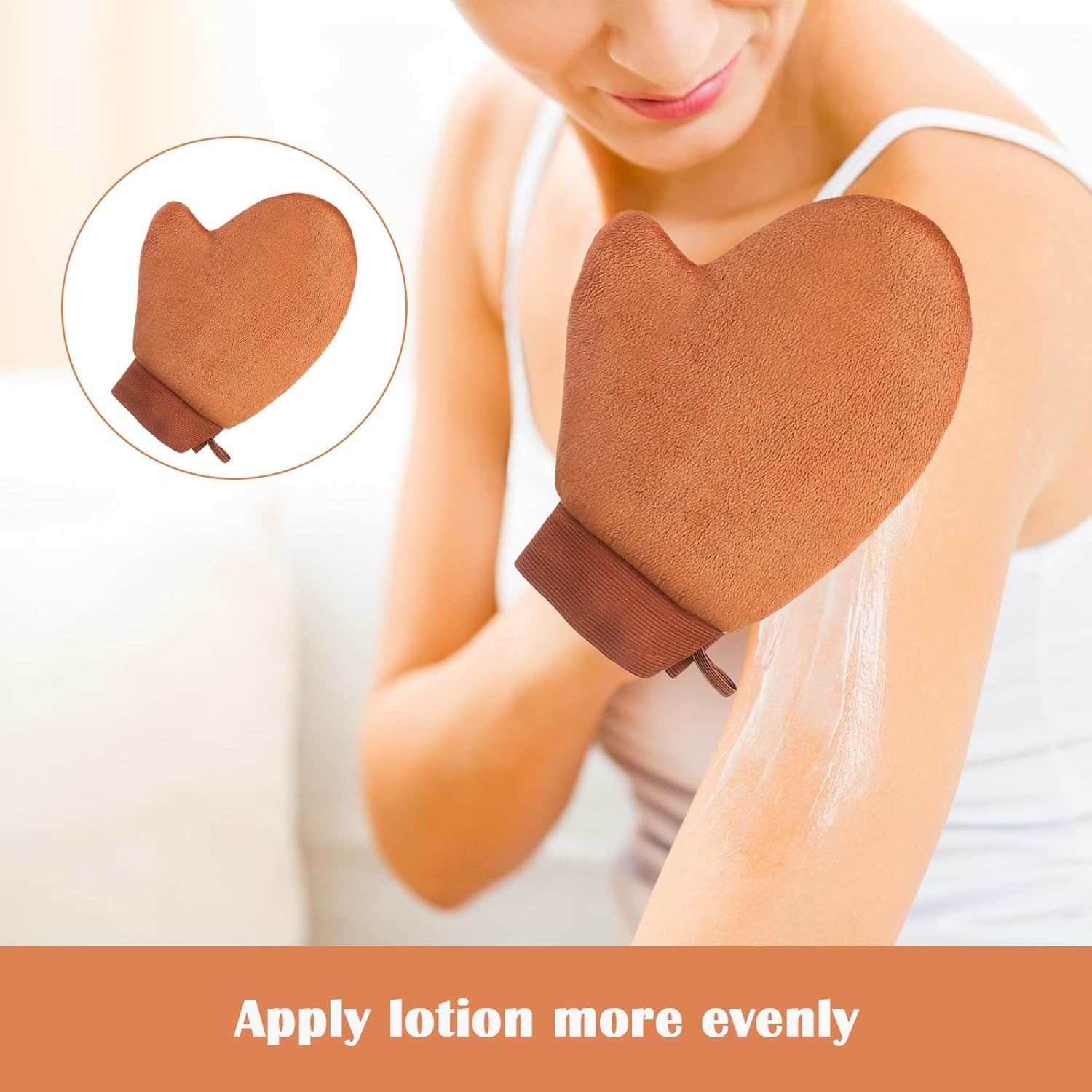 2 in 1 Self Tanning Mitt, 3 Pcs Self Tan Applicator, Evenly Apply Lotion Applicator, Thumb Ultra Soft Tanning Glove with Streak-Free Bronzed Glow for Fake Tan, Sunless Tan & Spray Tan