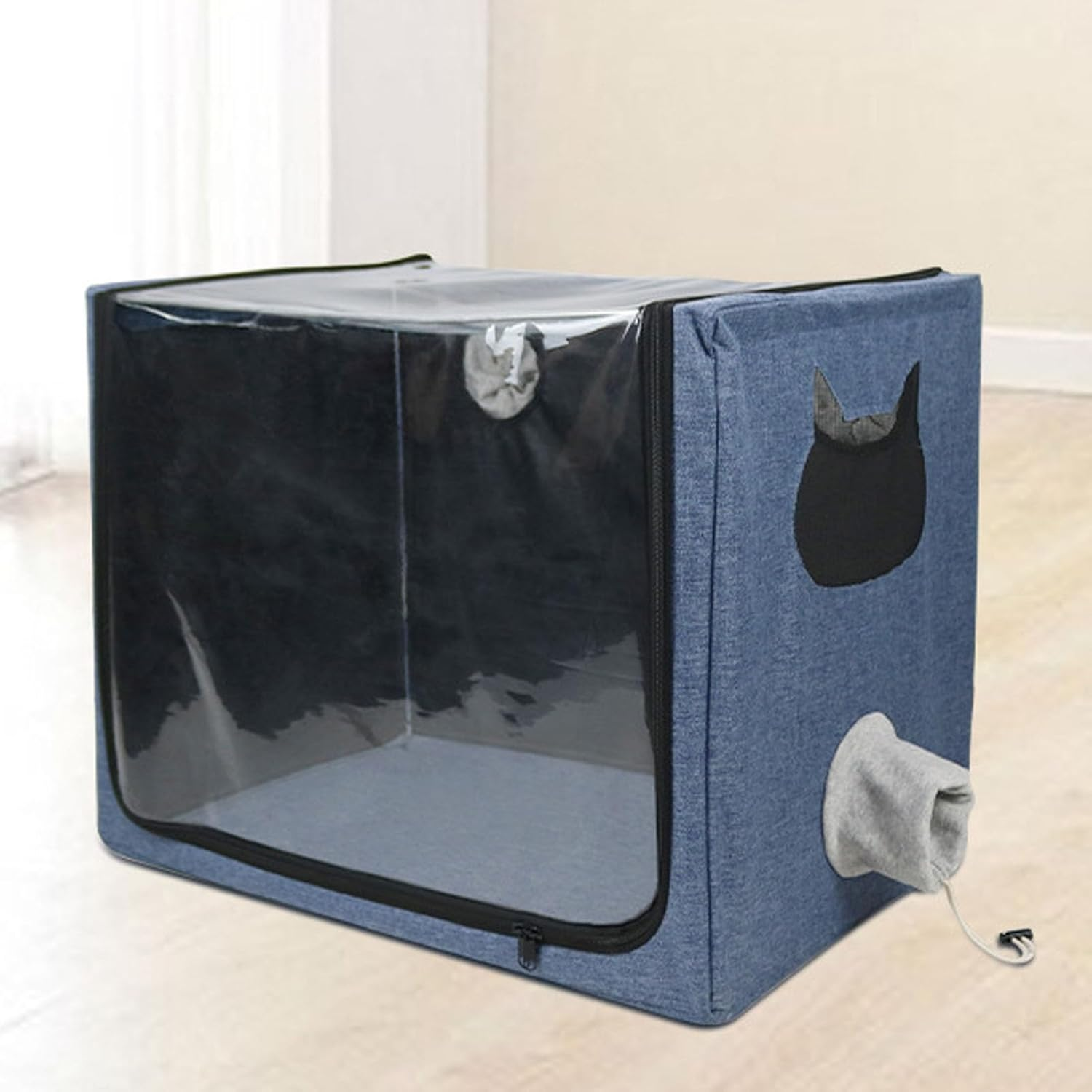 Pet Atomization Nest, 23.6X15.7X18 Pet Dog Cat Oxygen ICU Cage, Cat and Dog Oxygen Inhalation Machine Dedicated Folding Atomization Box, Small Pet for Cough Breathing Treatment image number 3