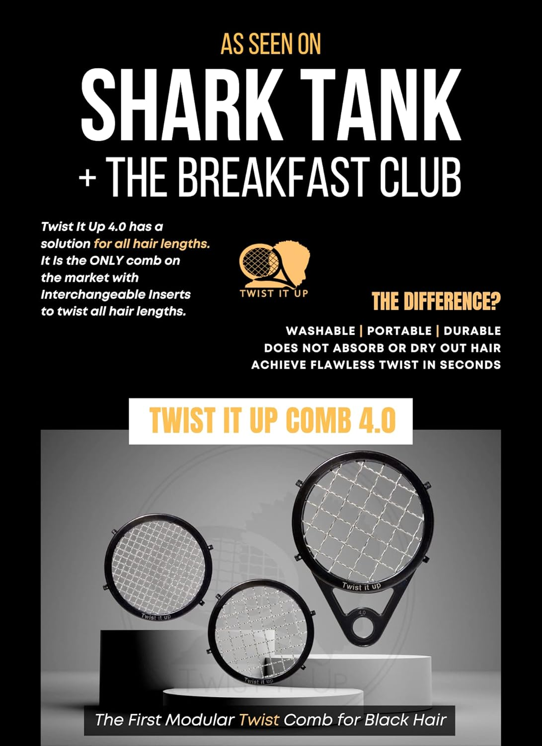 Twist It up Comb 4.0 Modular Comb (4.0 Modular Comb), Black image number 2