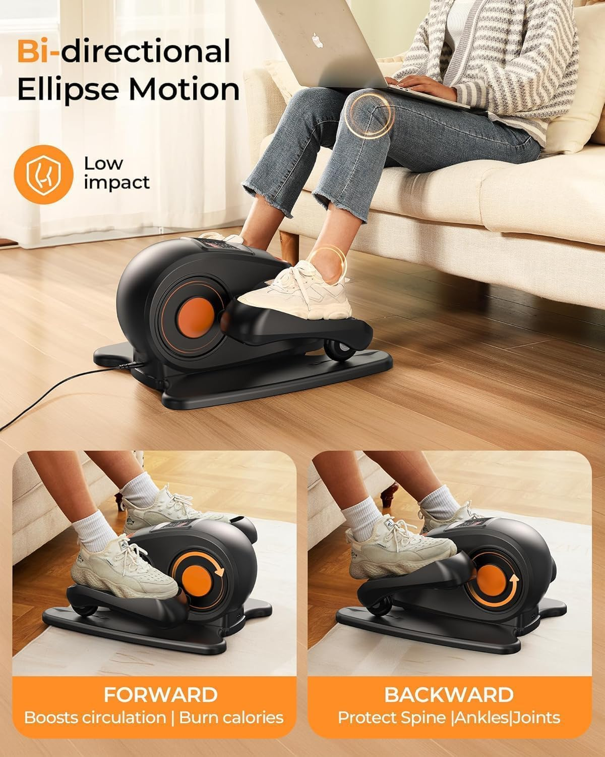 Under Desk Elliptical Machine Electric Ellipse Leg Exerciser for Seniors Fully Assembled Seated Pedal Exerciser image number 5