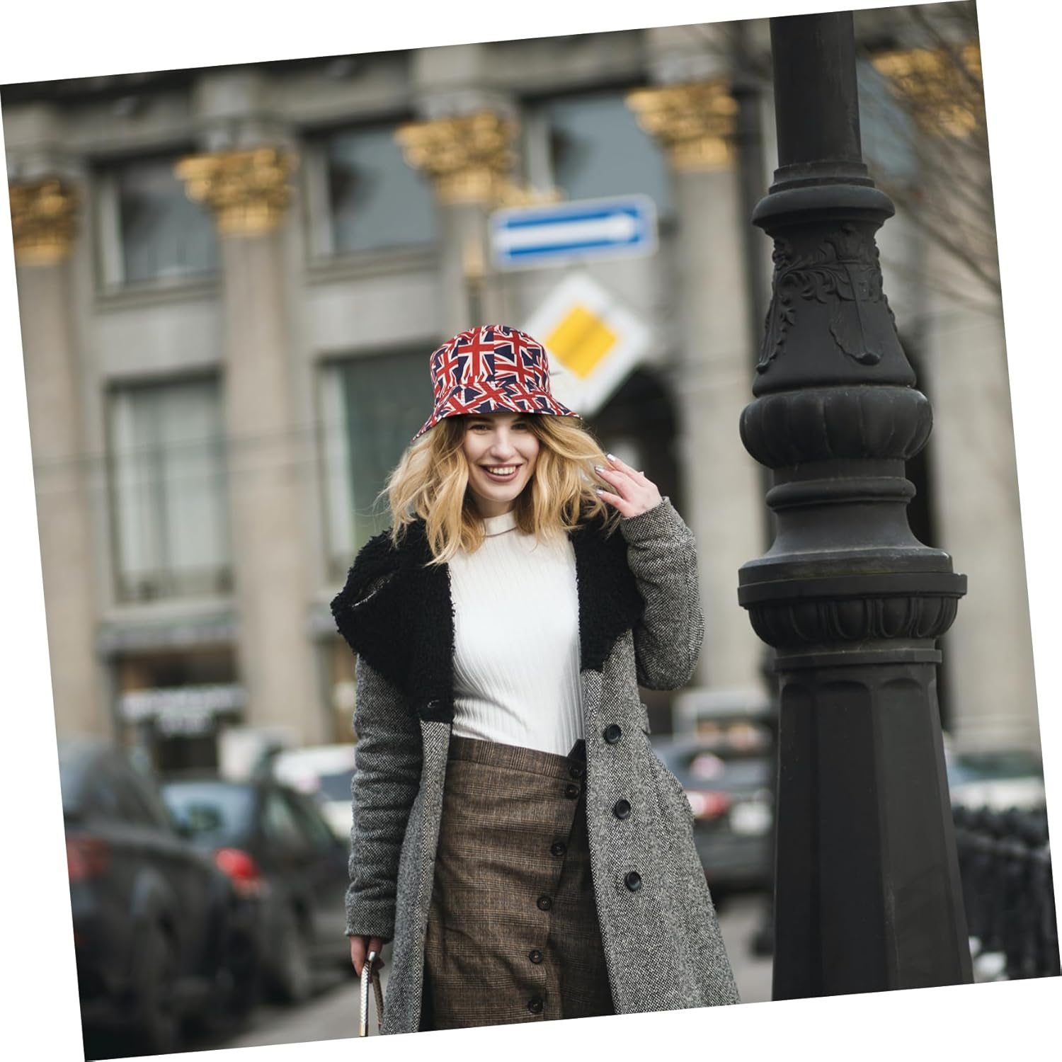 HAPINARY Reversible Union Jack Bucket Hat for Women Teen Girls Fashionable Sun Fits for Festivals Outdoor Activities Unique Flag Print Design Red image number 1