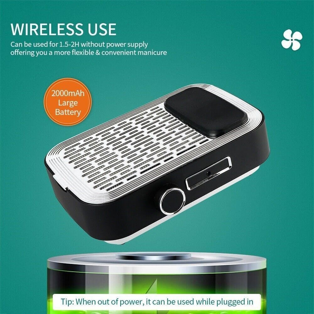 80W Nail Dust Suction Dust Collector Fan Rechargeable Vacuum Cleaner Manicure image number 6