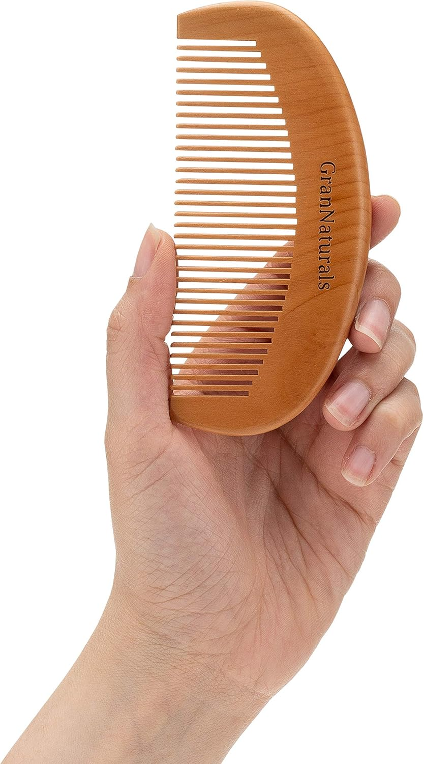 Grannaturals Wooden Comb for Detangling & Styling Wet or Dry Hair - Small Pocket Sized Fine Tooth Natural Wood for Curly, Thin, Thick, Wavy, or Straight Hair - Women'S Birthing & Labor image number 4