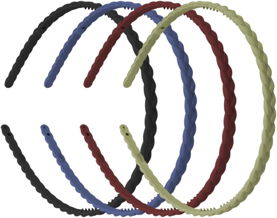 Pack of 4 Headbands, Plastic Headbands with Teeth, Plastic Headbands, Thin Hair Bands, Multicoloured Headband, Plastic for Girls and Women, Black + Blue + Burgundy + Green
