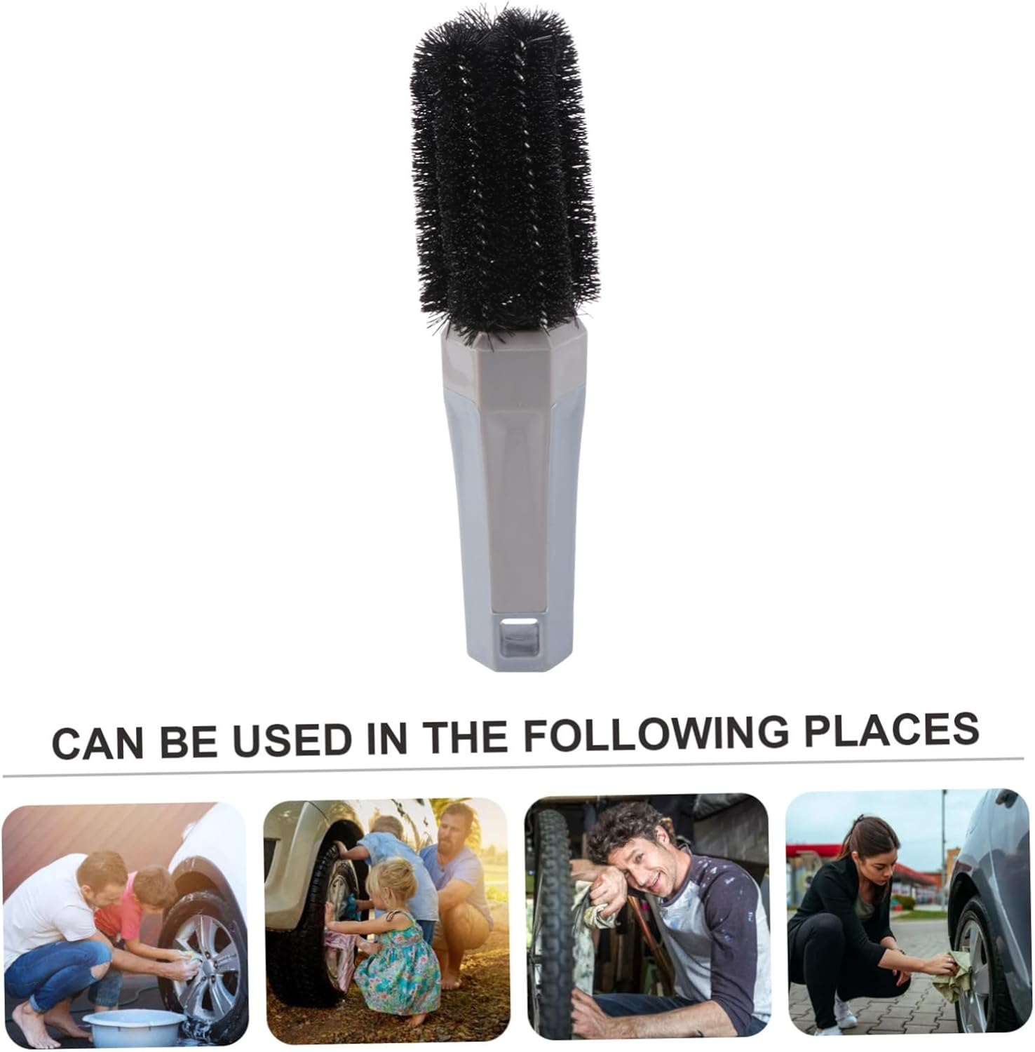 ULTECHNOVO Wheel Brush Tire Brush Car Detailing Cleaning Tool with Handle for Automotive Wheel and Tire Maintenance