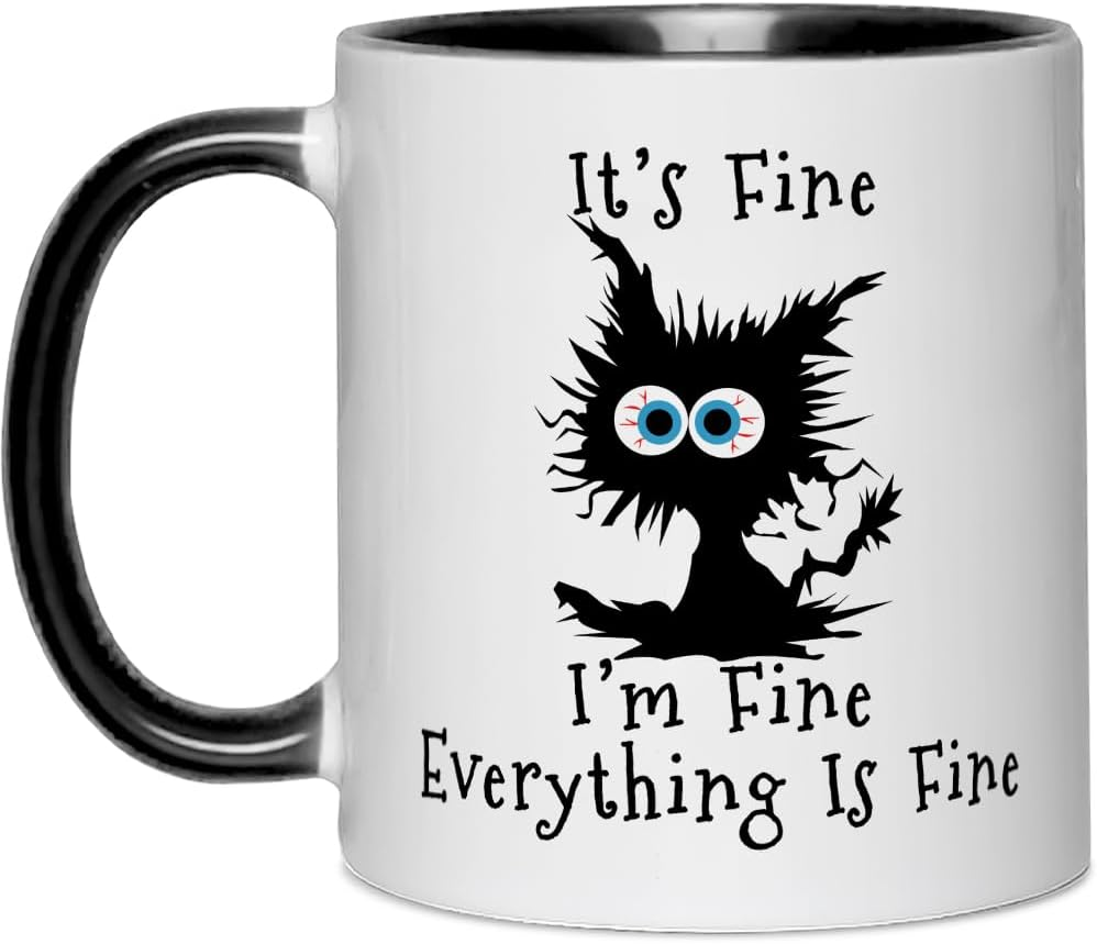 Fatbaby Funny Coffee Mug for Women Men, Humorous Gifts for Coworker Office, It&rsquo;S Fine Tea Cup 11 OZ image number 5