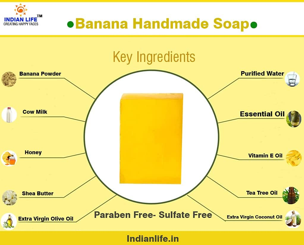 Luxurious Handmade Soap for Bridal Grooming Green Tea-Banana-Kumkumadi- Papaya Paraben Free|Sls Free| Mineral Oil Free(Pack of 4) 100 Gm Each image number 4