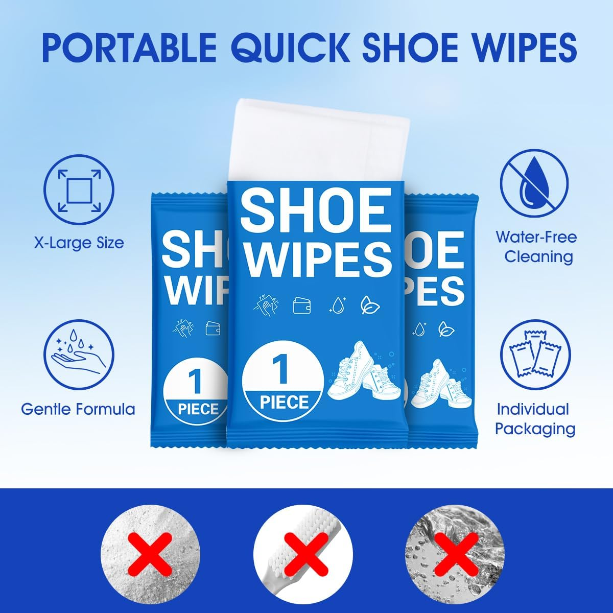 AROIC 50 Pack Shoe Cleaner Wipes, Sneaker Quick Wipes Heavy Duty Stain Removal for Leather, Febric, Canvas & Mesh, Travel Portable Single-Use Cleaning Wet Wipe, Essential Shoe Cleaning Supplies image number 6