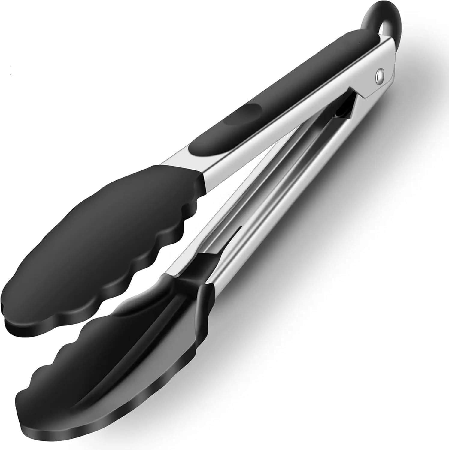 Sophistik Set of 2 Kitchen Tongs &ndash; 12" & 9" Premium Bpa-Free Non-Stick Silicone and Stainless Steel Food Tongs with Locking Mechanism, for Cooking, BBQ, and Grilling (Grey & Black) (Grey)