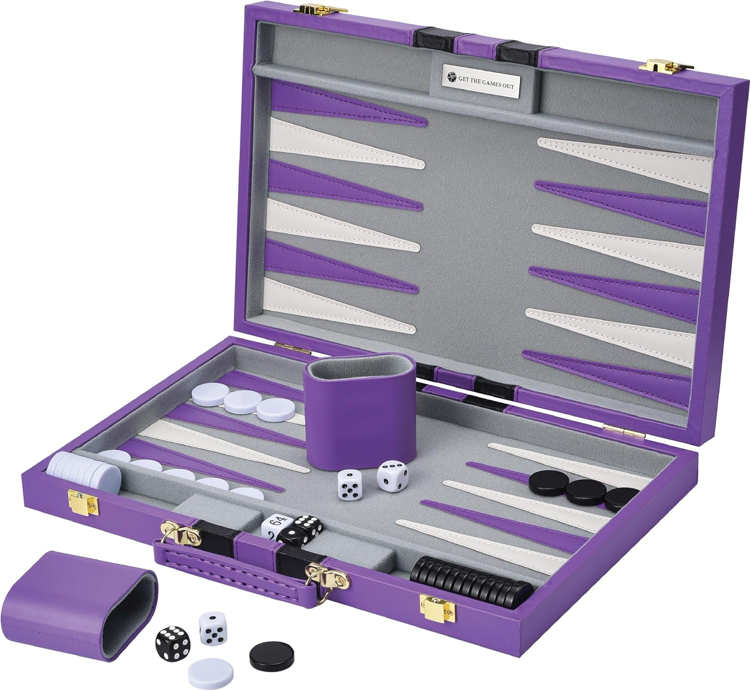 Get the Games Out Top Backgammon Set - Classic Board Game Case - Best Strategy & Tip Guide - Available in Small, Medium and Large Sizes (Brown, Small)