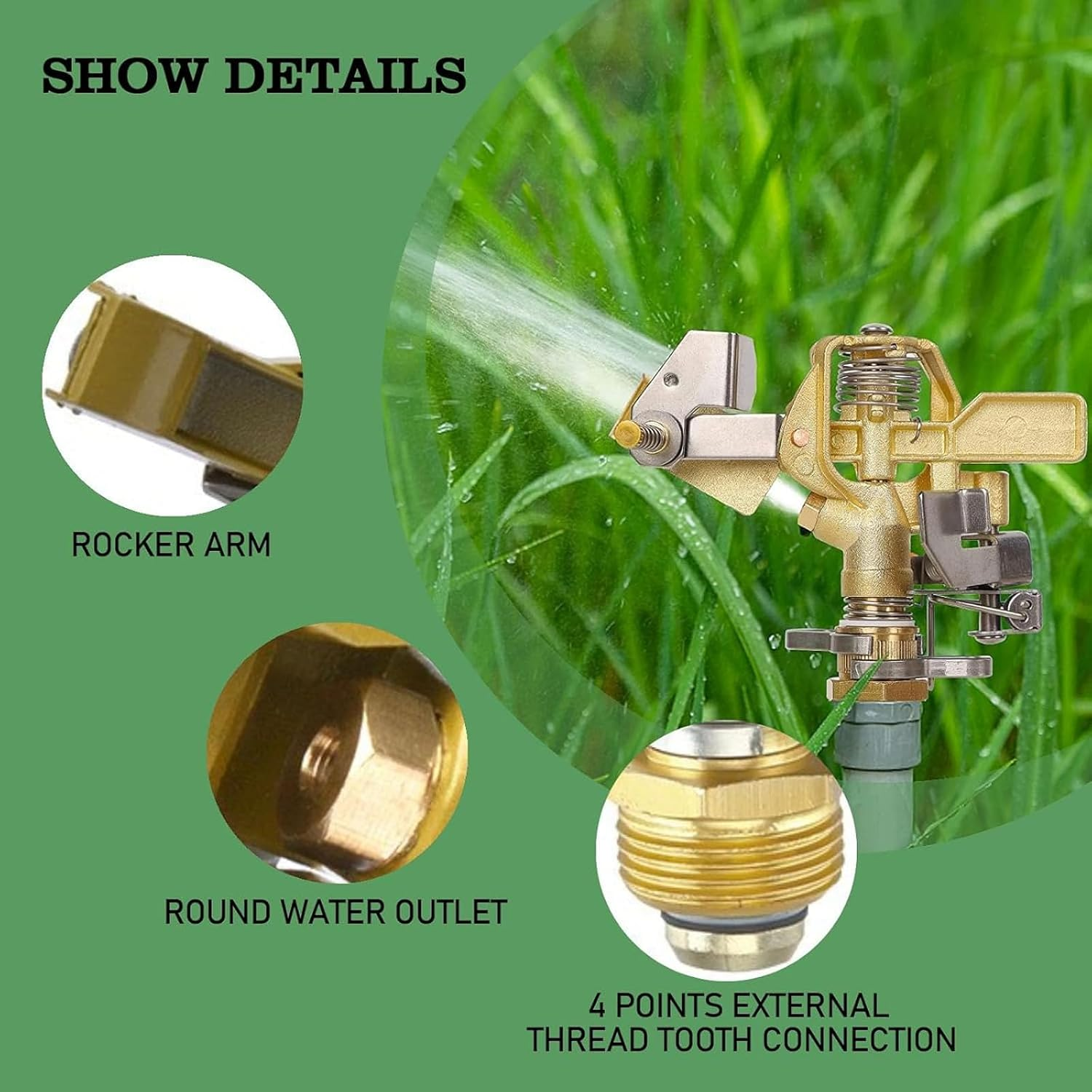 DONHUA 360 Degree Heavy Duty Impact Lawn Sprinkler with Adjustable Circular Spray Range - Metal Spike Irrigation Sprayer for Plants, Flowers, Veggies