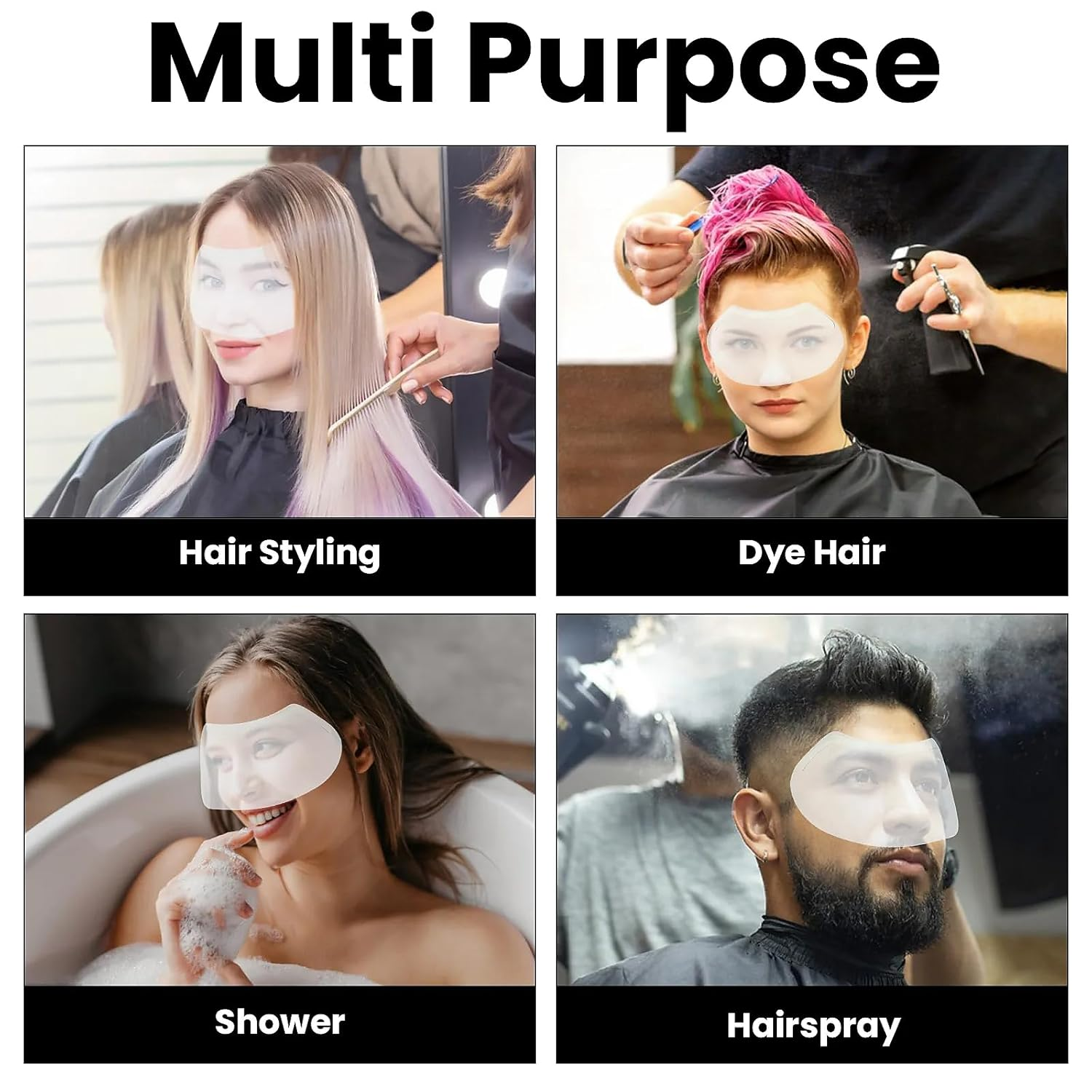 50 PCS Eye Shield after Cataract Surgery Disposable Clear Plastic Eye Shield for Showering Haircut Hairspray Plastic Face Visors for Microblading Shower Visor for Adults Mascara Shield image number 3