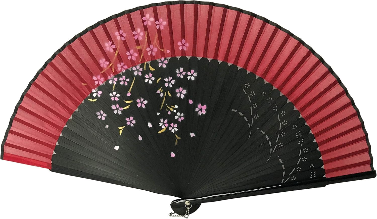 FANSOF.FANS Floral Red and Black Chinese Japanese Silk Fabric Handheld Folding Hand Fan with Pouch and Gift Box Grade a Bamboo Ribs for Women Girls Dance Event Birthday Wedding Favour Gift (Style 03) image number 3