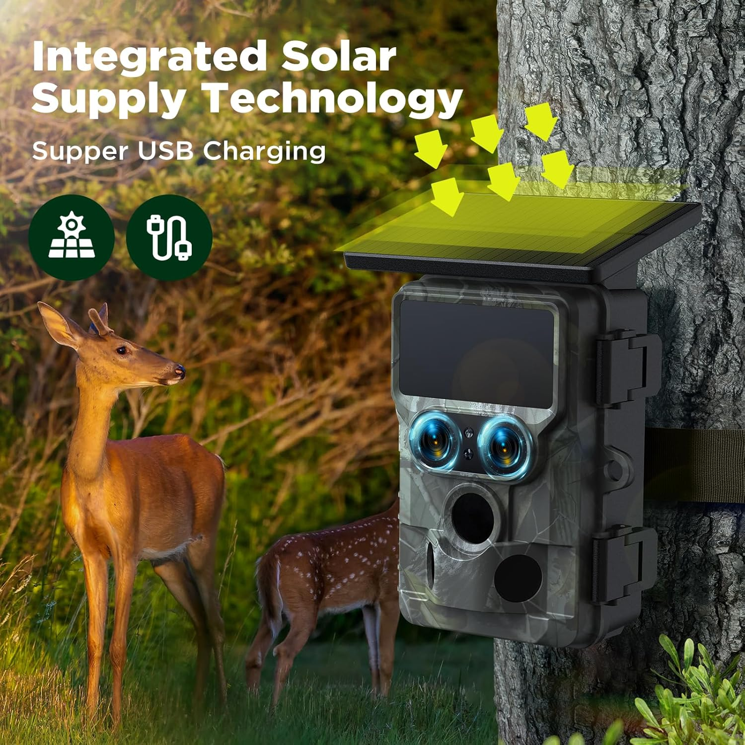 VOOPEAK Solar Trail Cameras 60MP 4K Dual Lens, Wifi Bluetooth Hunting Game Camera with Starlight Night Vision,Motion Activated IP66 Waterproof Camera Chasse for Wildlife Monitoring image number 5