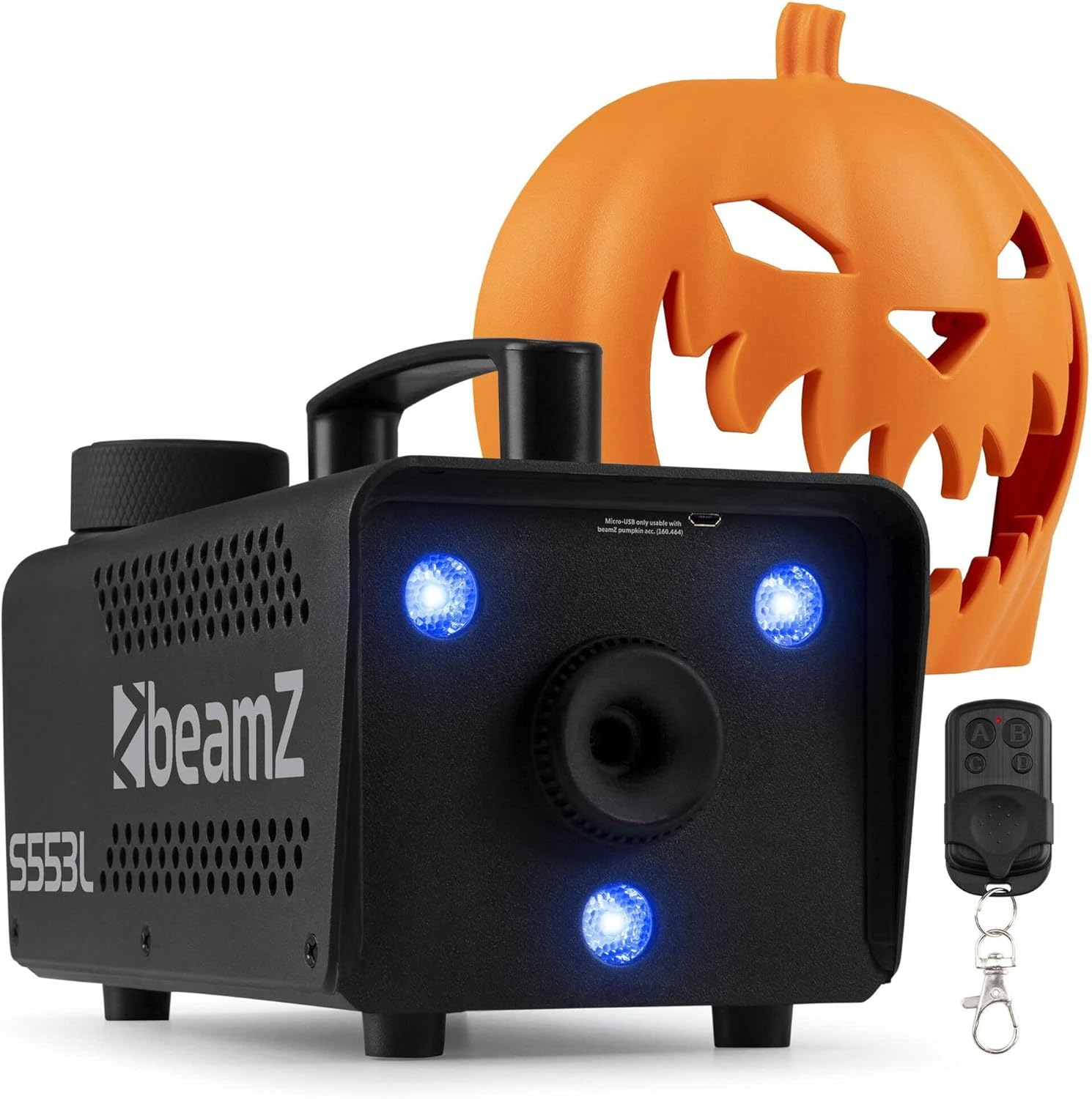 Beamz S553L Fog Machine Halloween Decoration with LED Pumpkin Head - 550 Watt Smoke Machine with 250 Ml Liquid, 2-In-1 with Halloween Pumpkin Decoration image number 4