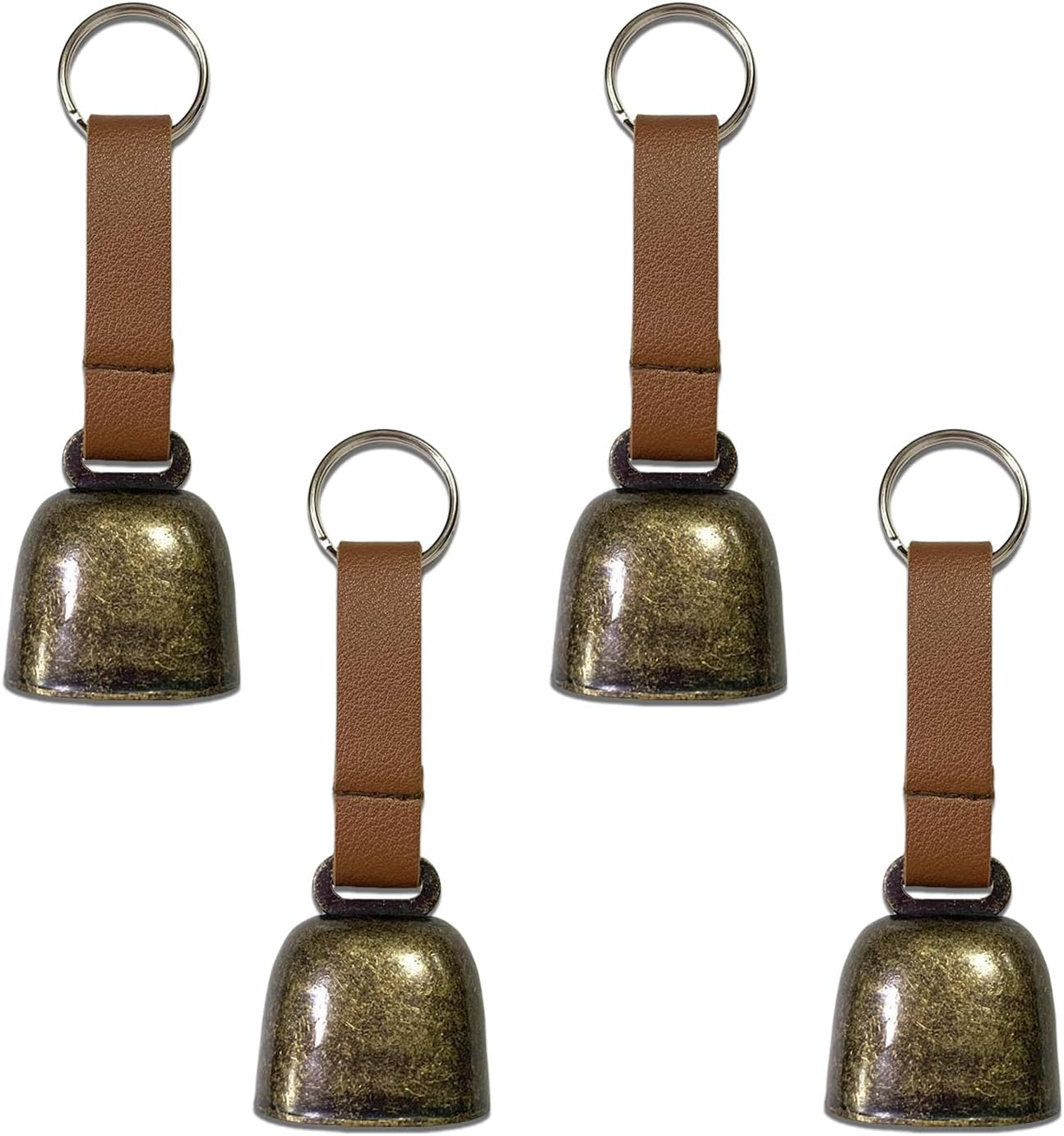 Small Cow Bell for Dog Collar with Leather Strap, Bear Warning Bell, Loud Cowbell, Anti-Lost Grazing Copper Training Bells, Pet Tracker Noise Maker for Puppies Cat Horse Sheep Goat