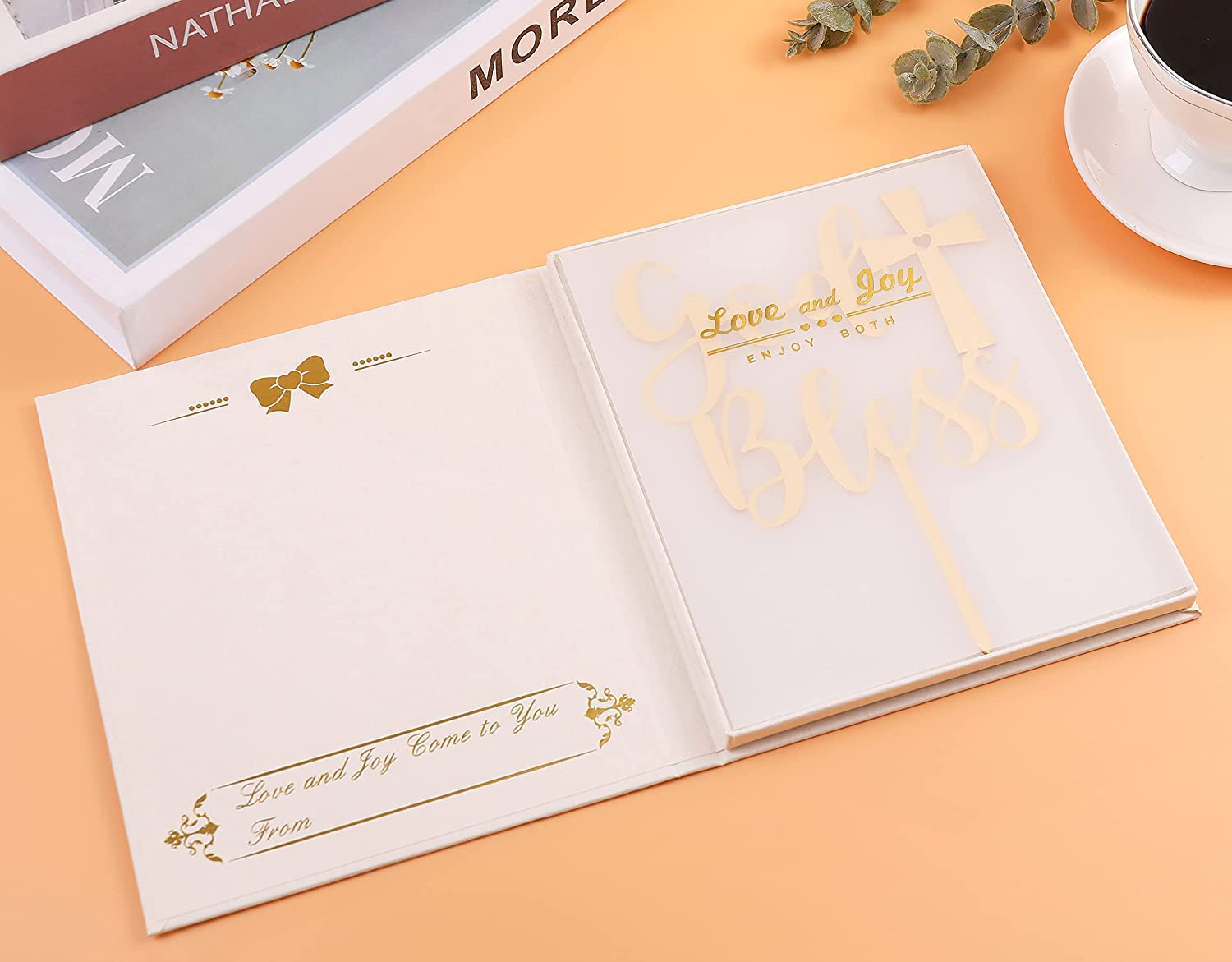 LOVENJOY Gift Boxed God Bless Cake Topper Gold Acrylic Mirror for Batism, First Communion, Confirmation or Christening image number 2