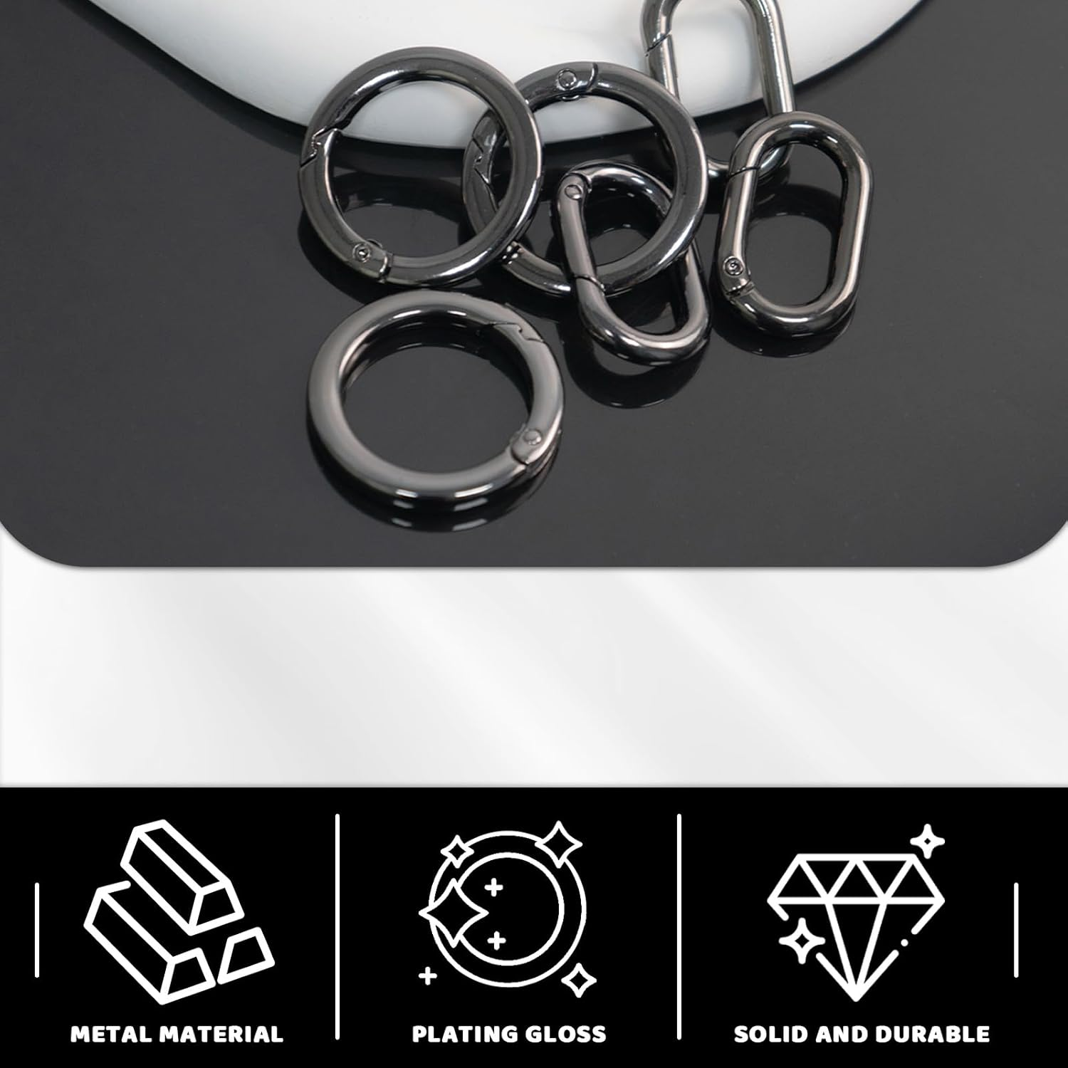 20 Pcs Small Carabiner Clip, Metal Oval Carabiner, round Clips Key Ring Clip, Quick Release Car Key Ring Suitable for Wallet, Purse, Bag, Charms, Keychains, Outdoor Camping image number 2