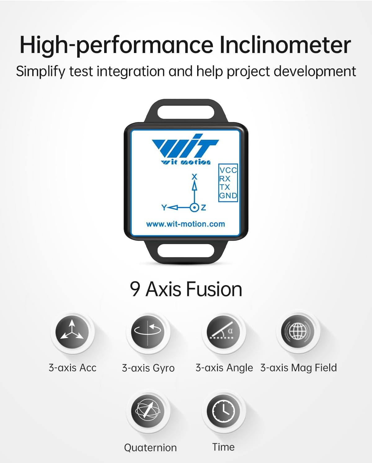 Witmotion WT901C-485 Mpu9250 High-Precision Gyro+Accelerometer+Angle+Magnetometer,9-Axis Digital Compass (Kalman Filtering, Modbus),Triple-Axis Tilt Angle Inclinometer for Pc/Arduino/Raspberry Pi image number 6
