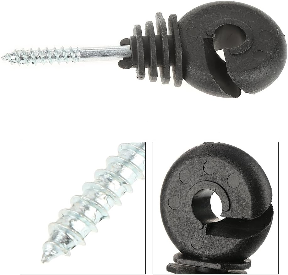 50Pcs Black Screw in Ring Insulators Electric Fence Accessories for Wood Post Sun Protection, Rain Protection image number 5