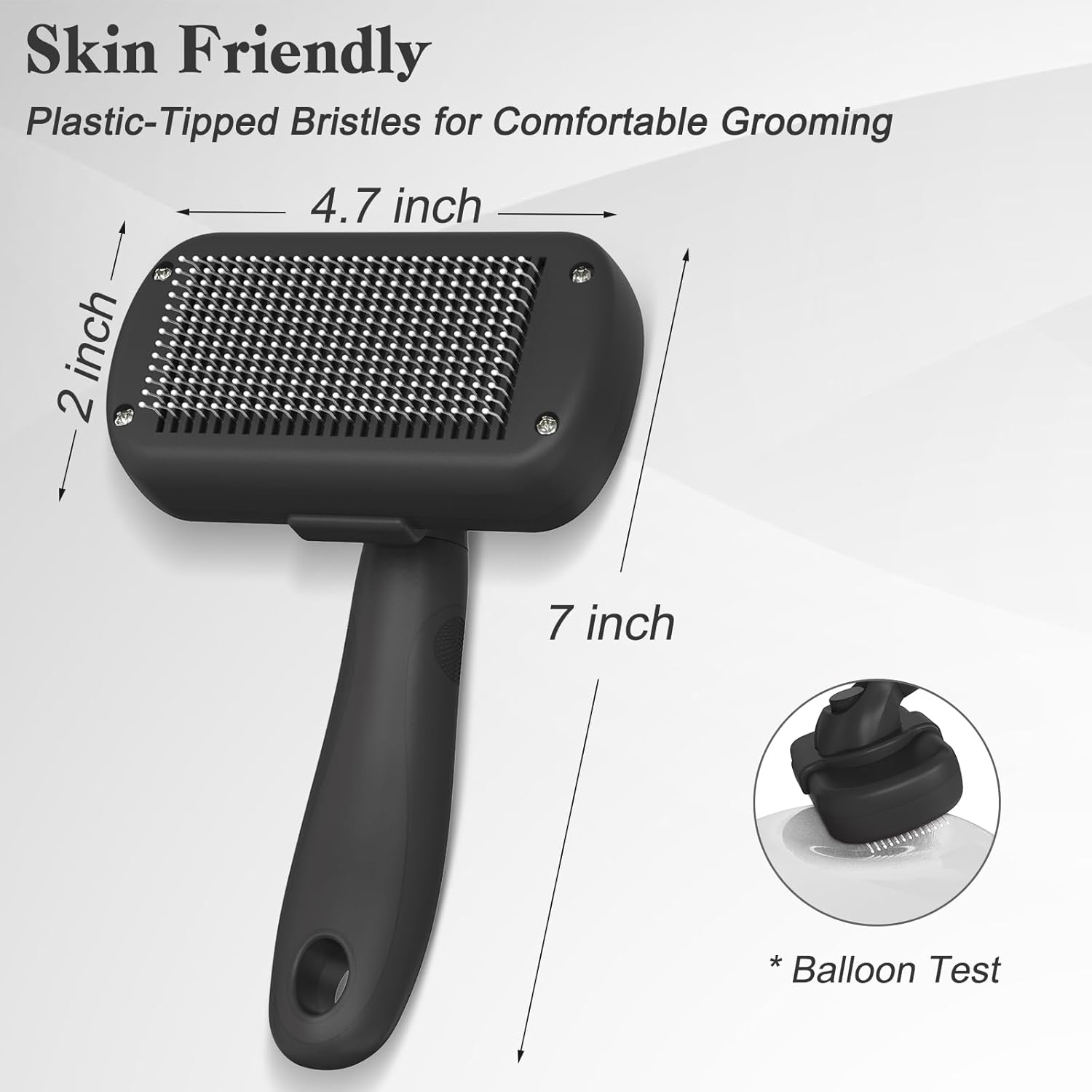 Swihauk Self Cleaning Slicker Brush for Dogs & Cats - Skin Friendly Deshedding and Grooming Brush for Haired Pets, Pet Supplies Accessory, Black image number 4