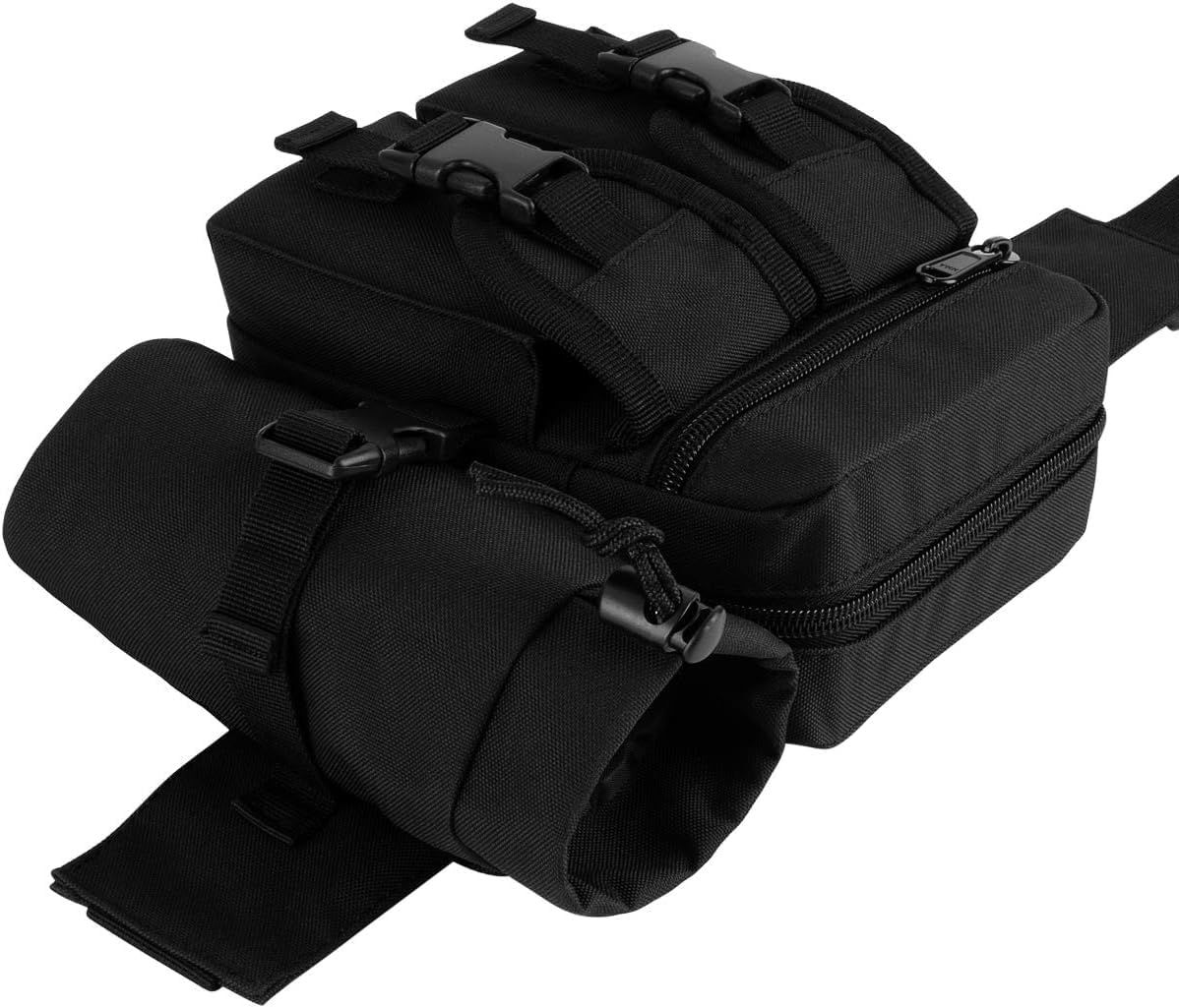 Tactical Waist Pack Pouch with Water Bottle Pocket Holder Water Resistance Running Belt Bag Adjustable Hip Belt for Hiking Running Climbing (Black, One Size（16 * 9 * 19Cm）) image number 1