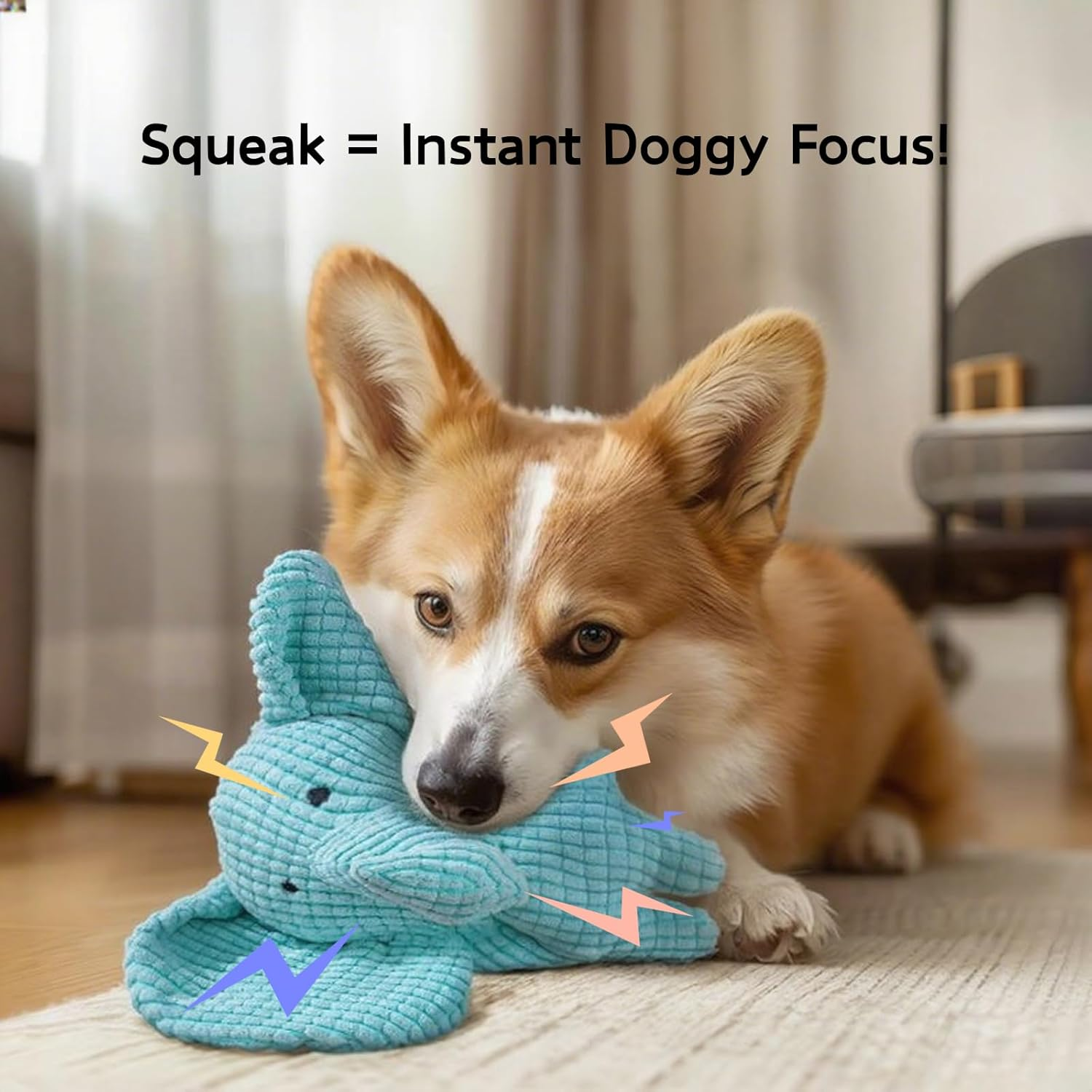 Squeaky Plush Elephant Dog Toy - Tough Chew Proof & Teeth Cleaning for Puppy, Small Medium Dogs - Boredom Relief Fun Interactive Toy image number 2