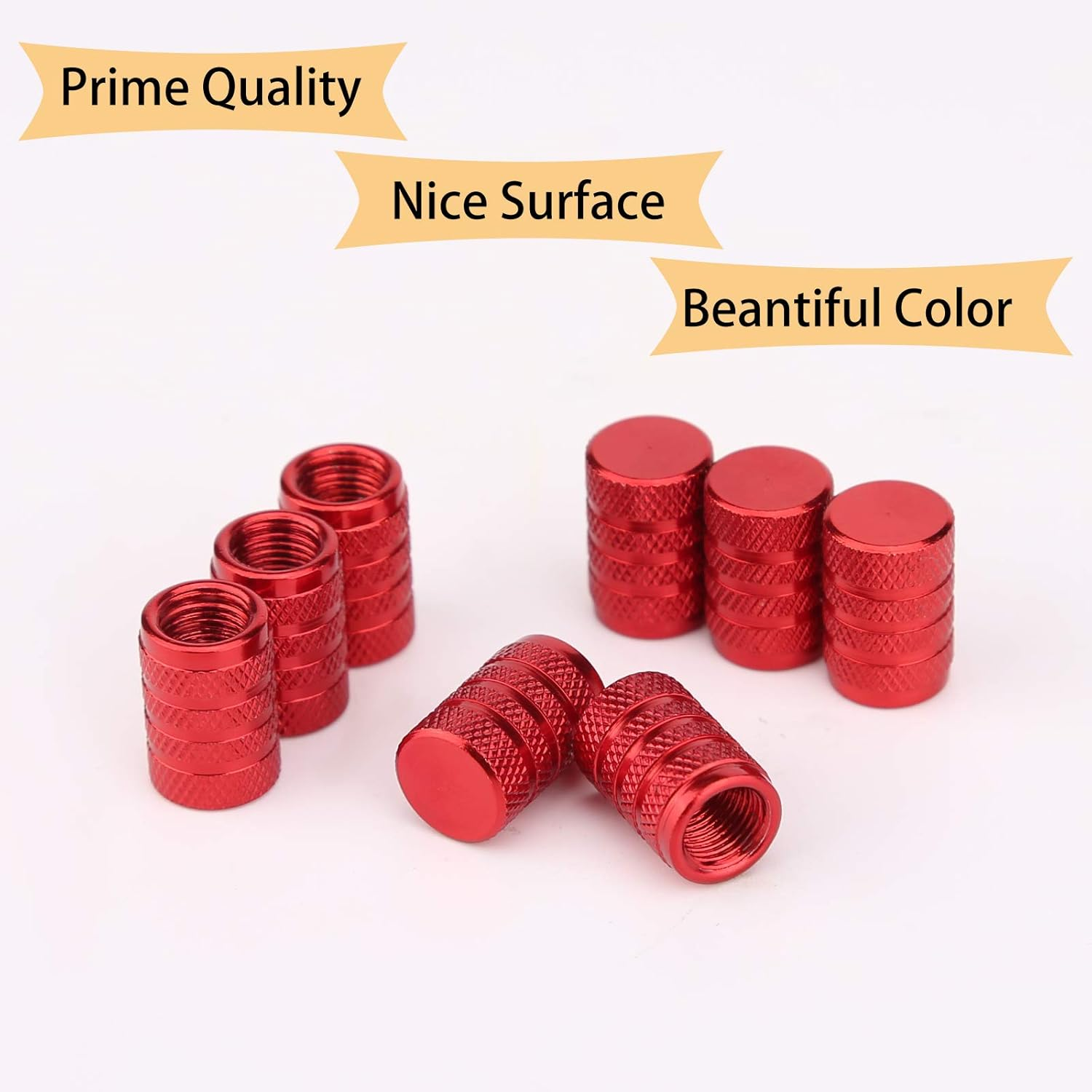 SAVITA 8Pcs Tire Valve Stem Caps, Universal Aluminum Tire Valve Cap with Rubber Ring, Dust Proof Valve Cover for Cars, Suvs, Bike and Bicycle, Trucks, Motorcycles (Red)